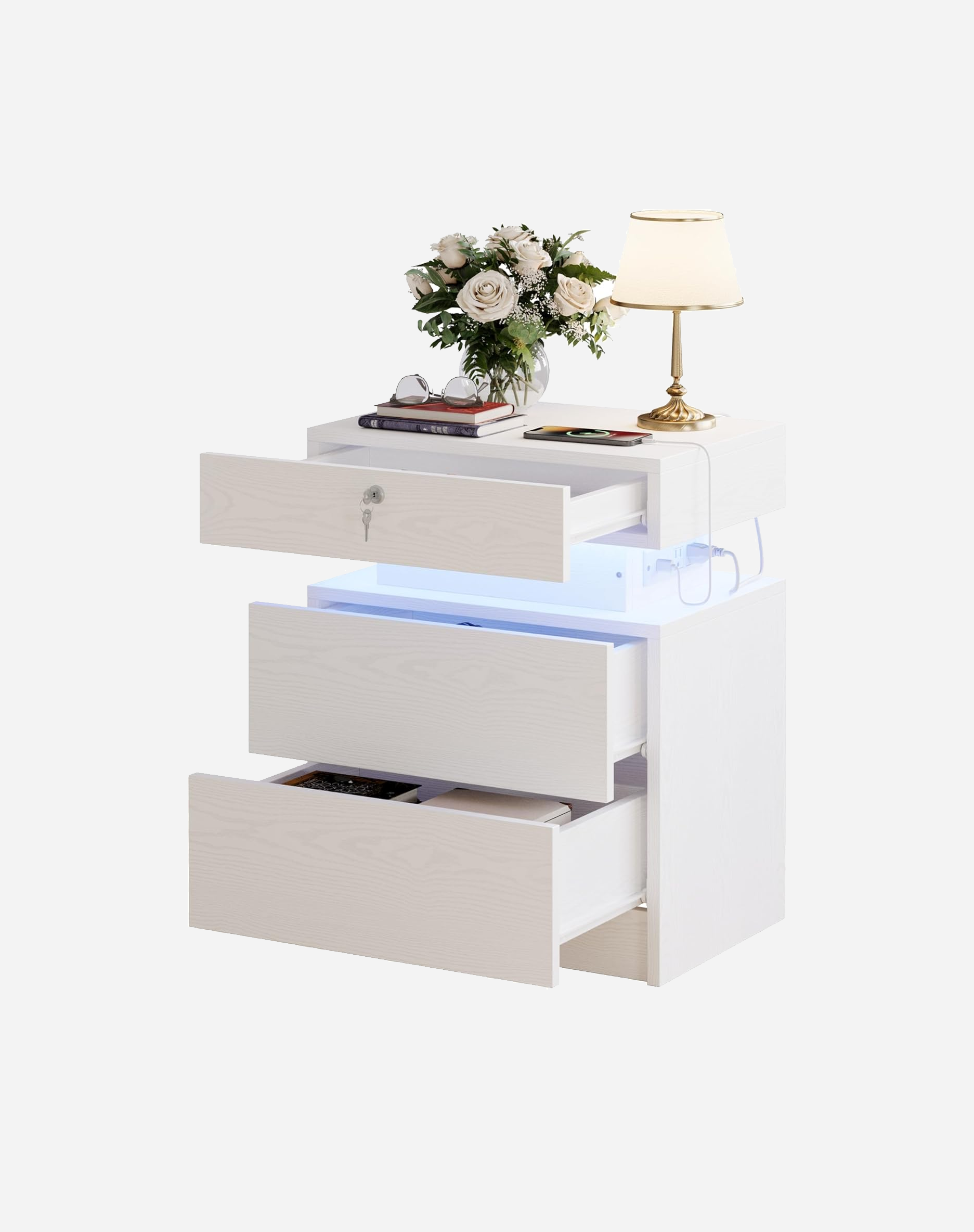 LIKIMIO Nightstand with Lock