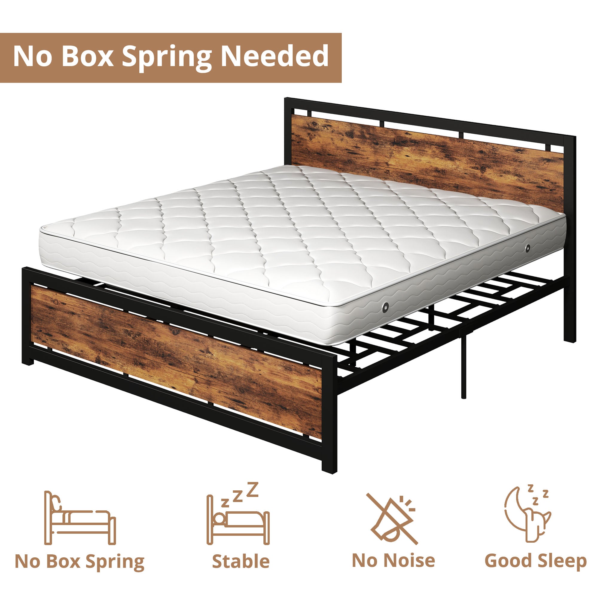 LIKIMIO Walnut Bed Frame