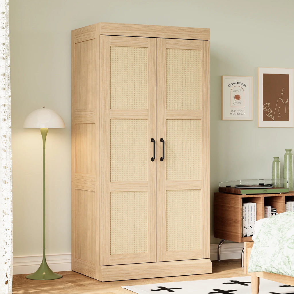 LIKIMIO Rattan Cabinet Door Wardrobe（65“）
