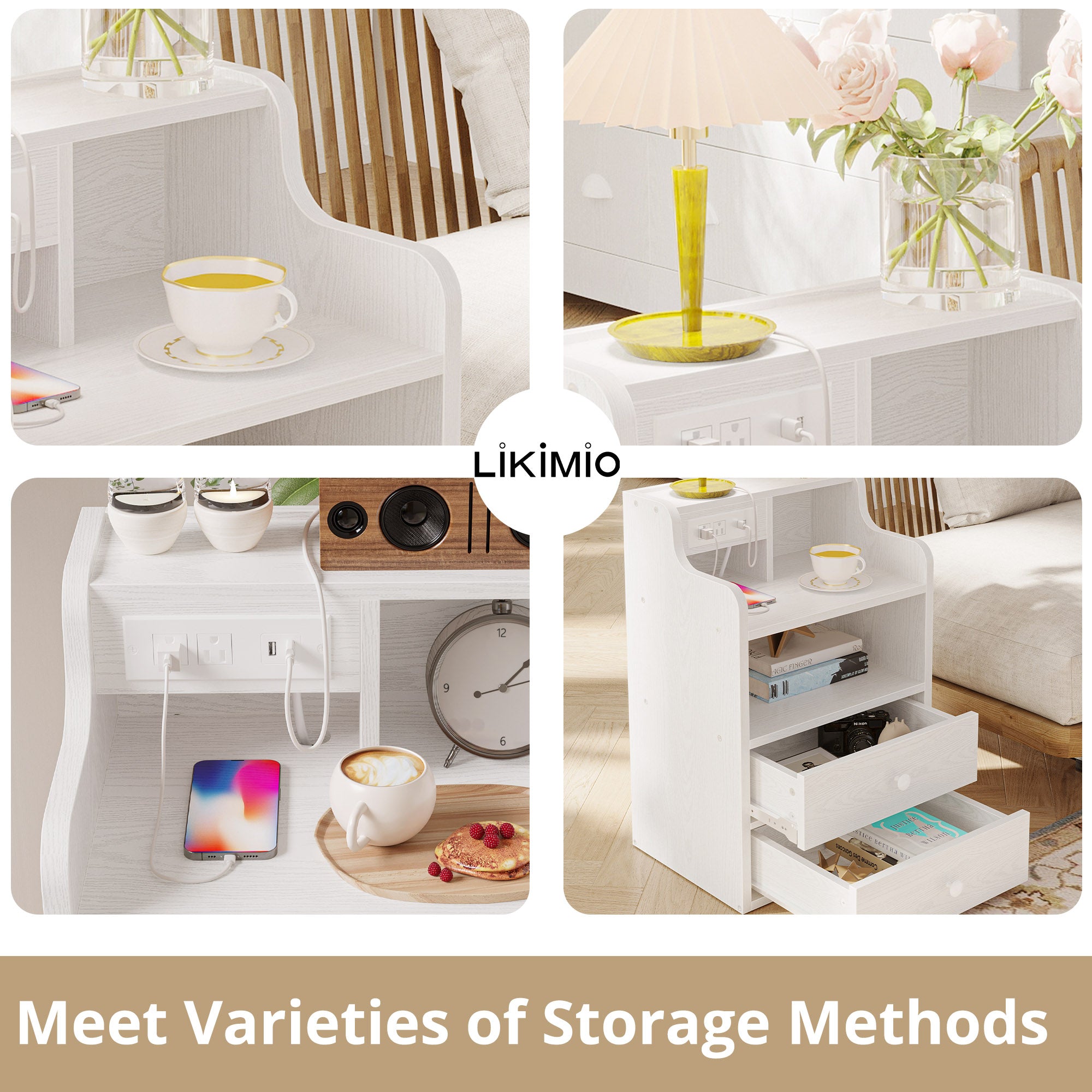 LIKIMIO Charging Station & Partition End Table