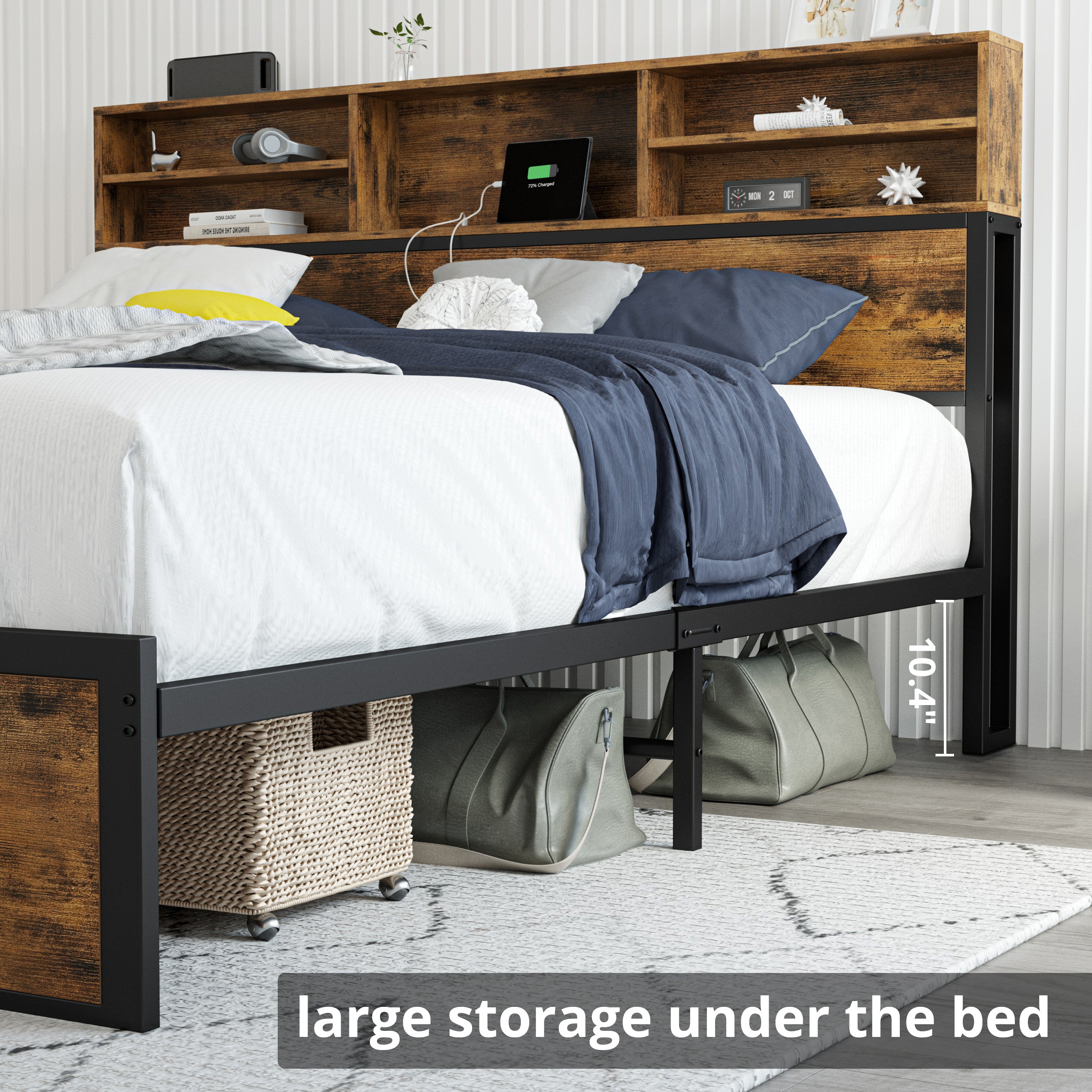 LIKIMIO Bookshelf Bed Frame