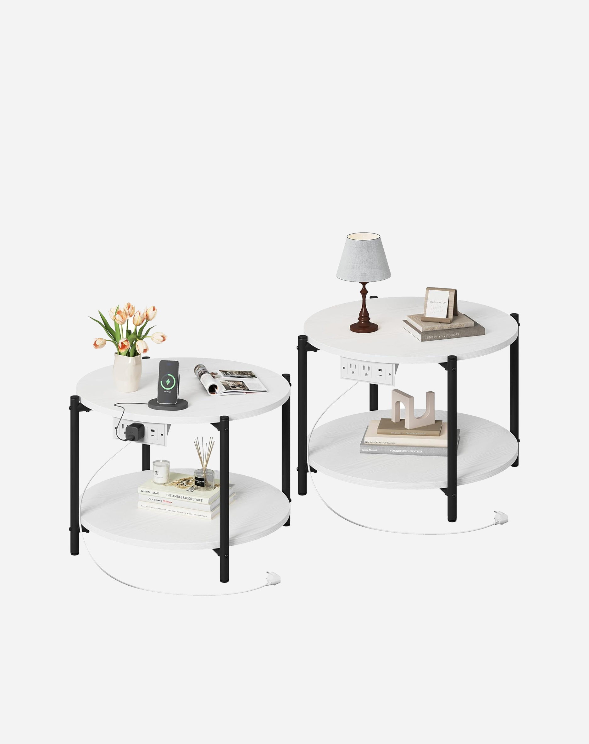 LIKIMIO 2-Tier Round End Table （23.6”）