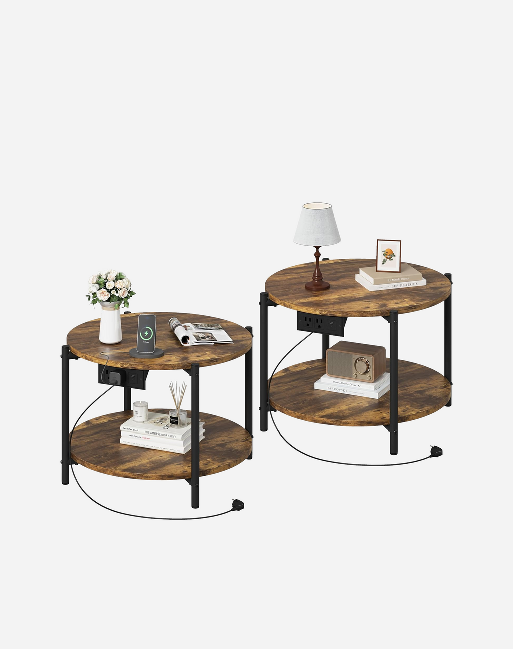 LIKIMIO 2-Tier Round End Table （23.6”）