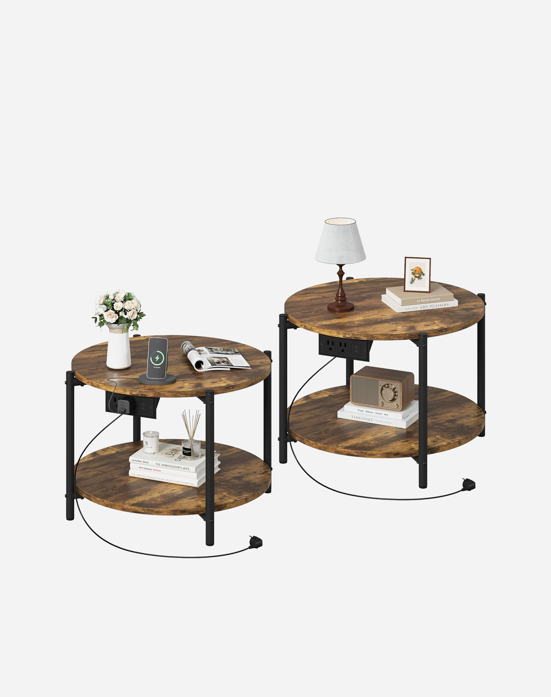 LIKIMIO 2-Tier Round End Table （23.6”）