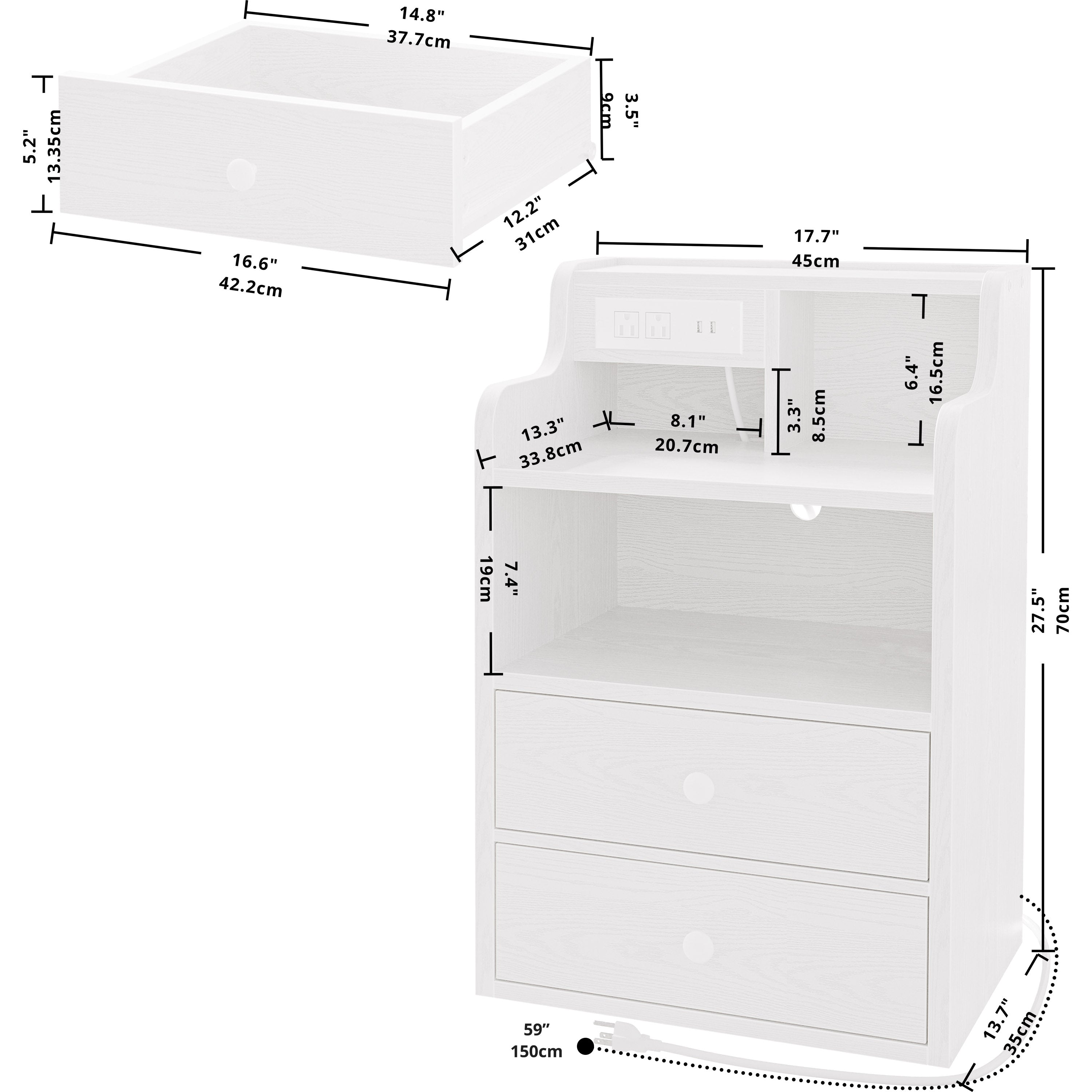 LIKIMIO Charging Station & Partition End Table