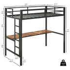 LIKIMIO LED Metal Loft Bed Frame