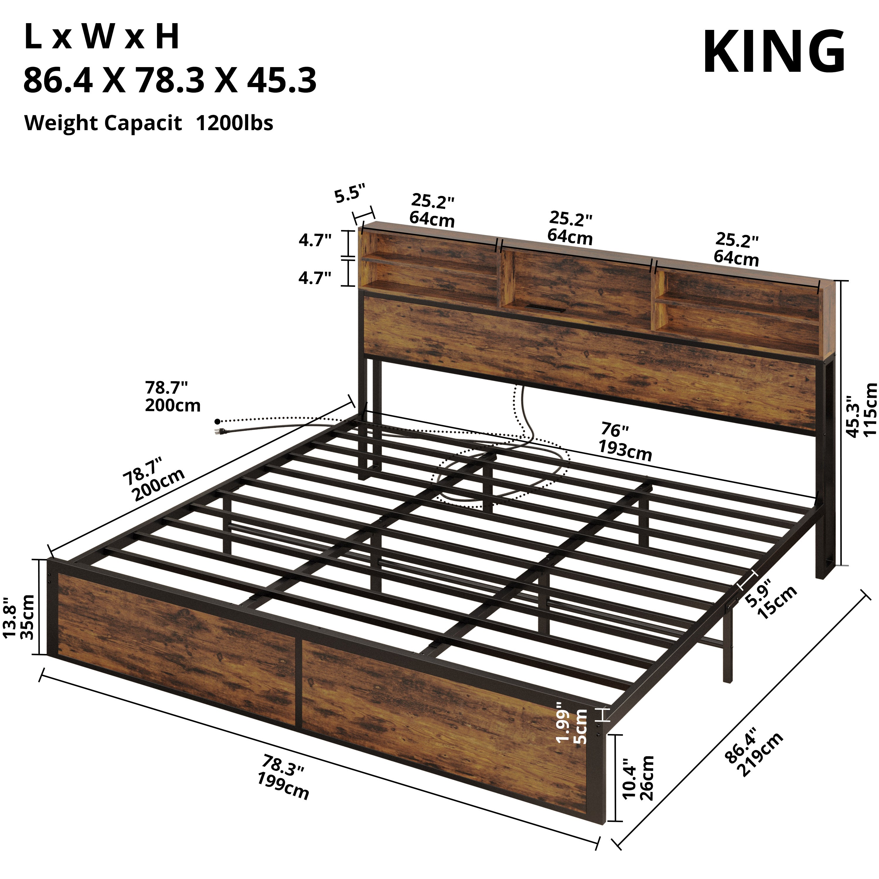 LIKIMIO Bookshelf Bed Frame