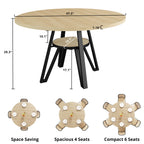 LIKIMIO Wooden Kitchen Table with Rattan Storage Shelf, 47.2”, Nature