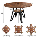 LIKIMIO Wooden Kitchen Table with Rattan Storage Shelf, 47.2”, Walnut