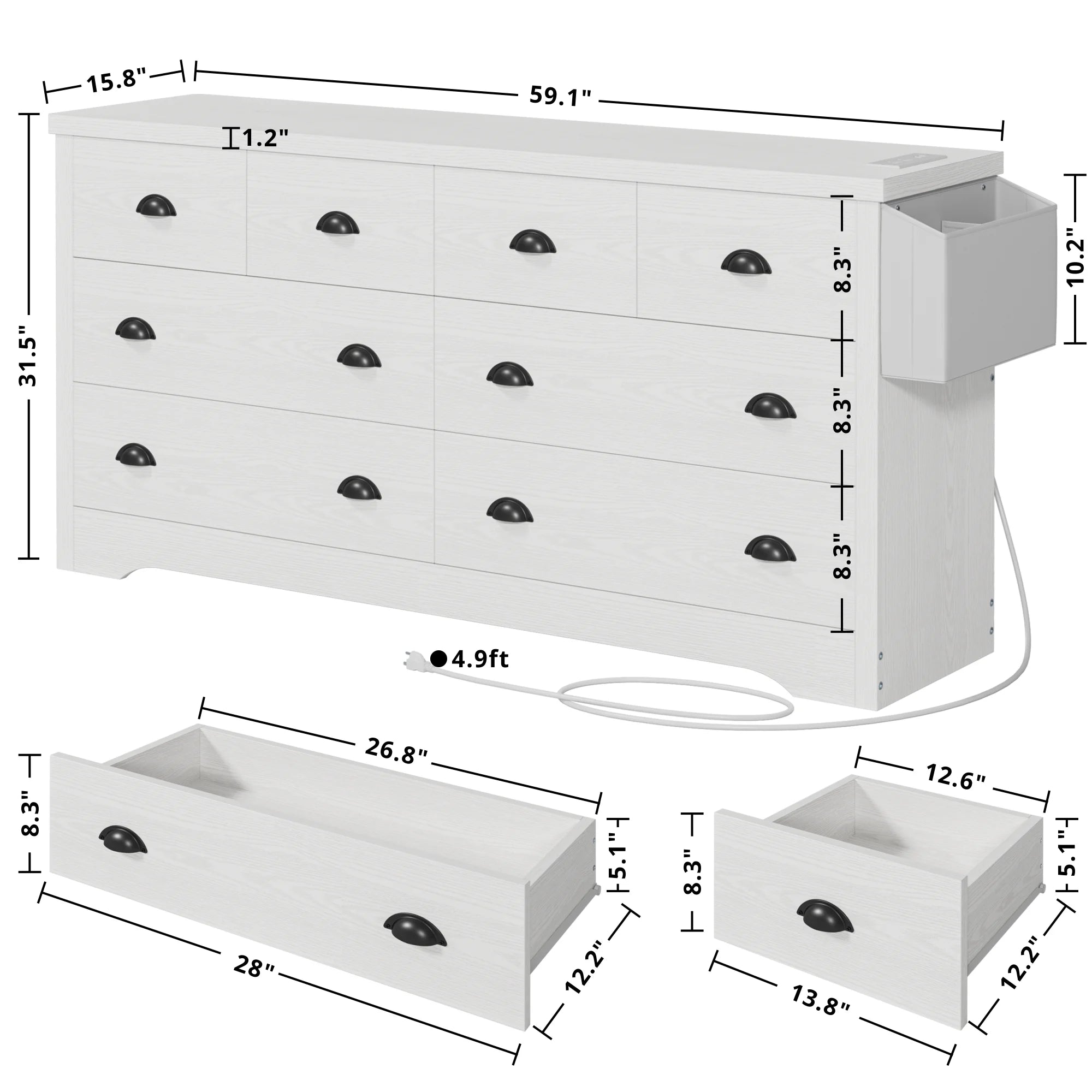 LIKIMIO Wooden 8-Drawers Dresser (59")
