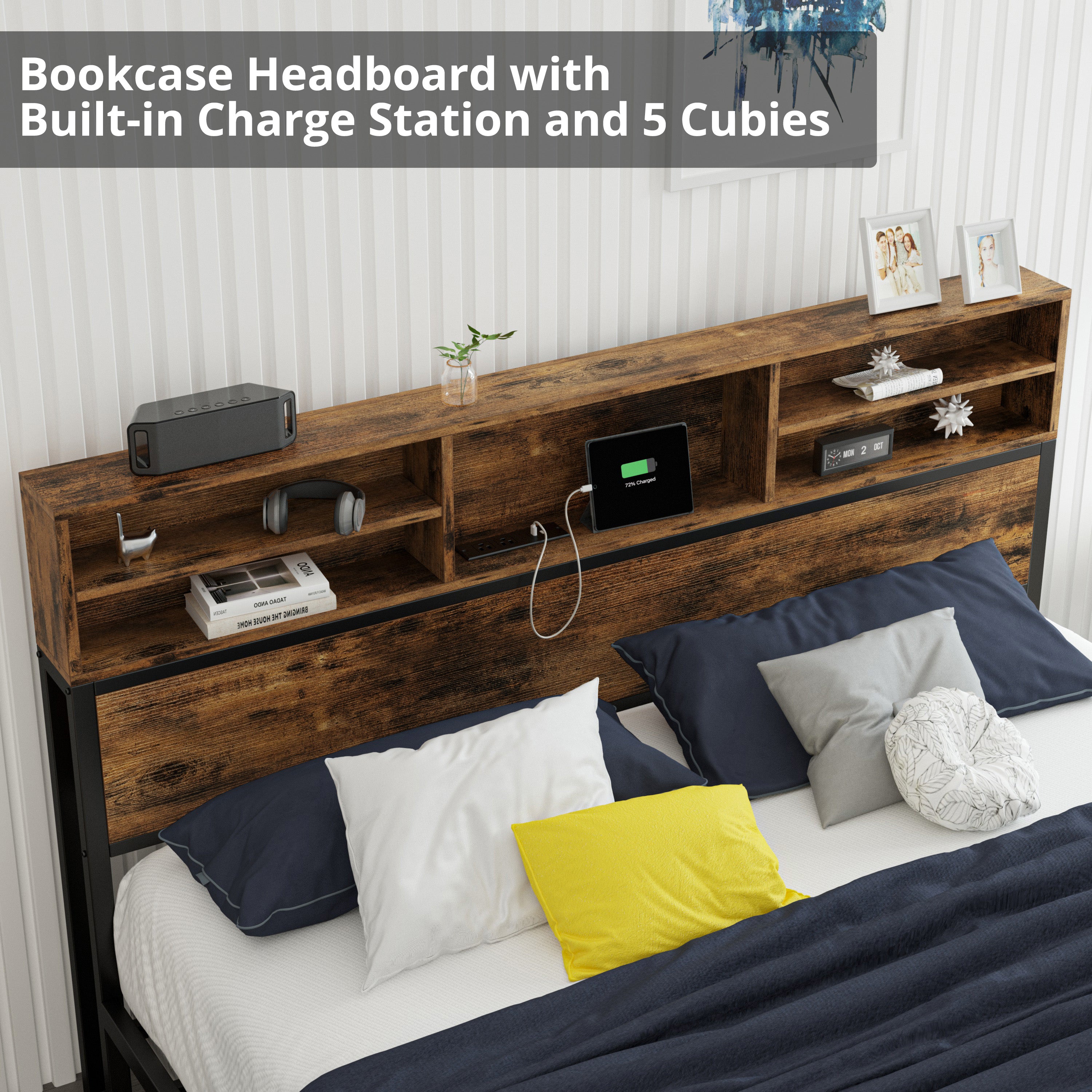 LIKIMIO Bookshelf Bed Frame