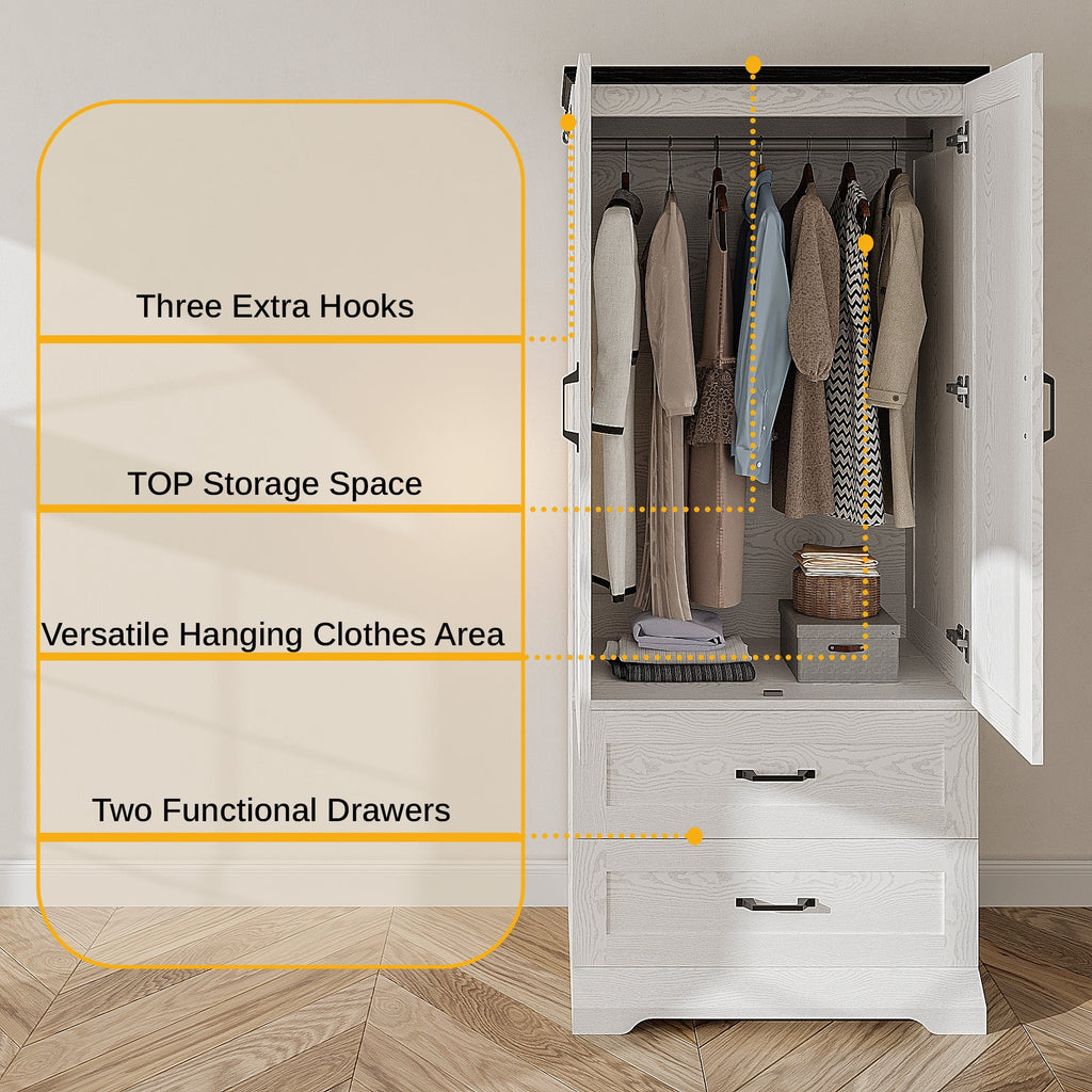 LIKIMIO Wooden Sensor Light Wardrobe Closet（70.9”）