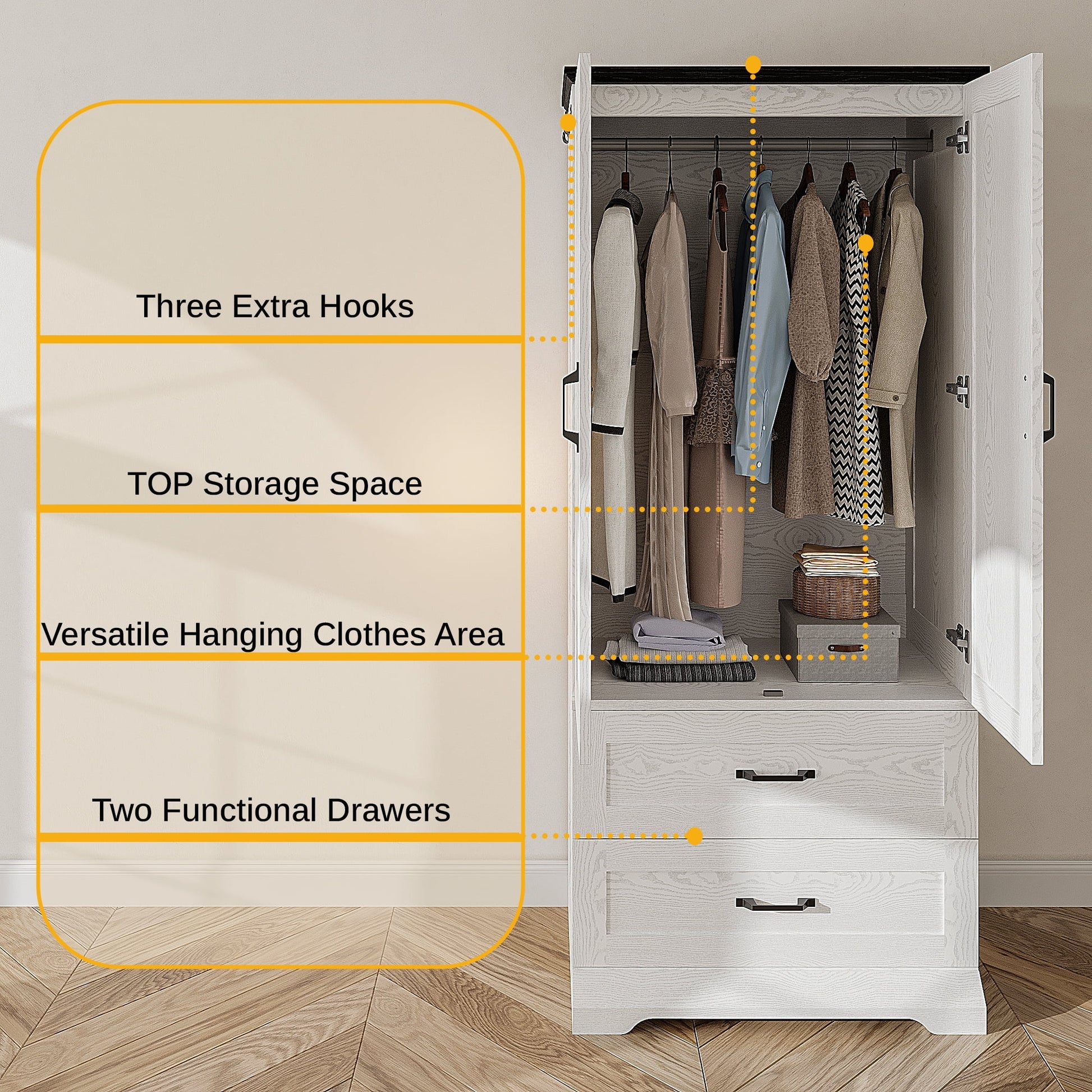 LIKIMIO Wooden Sensor Light Wardrobe Closet（70.9”）