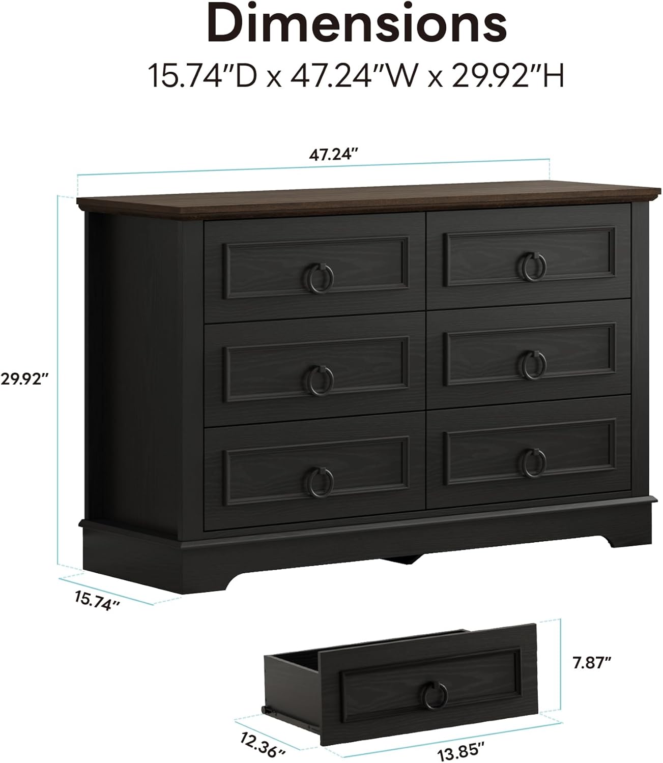 LIKIMIO Round Metal Handle Dresser（47.2”）
