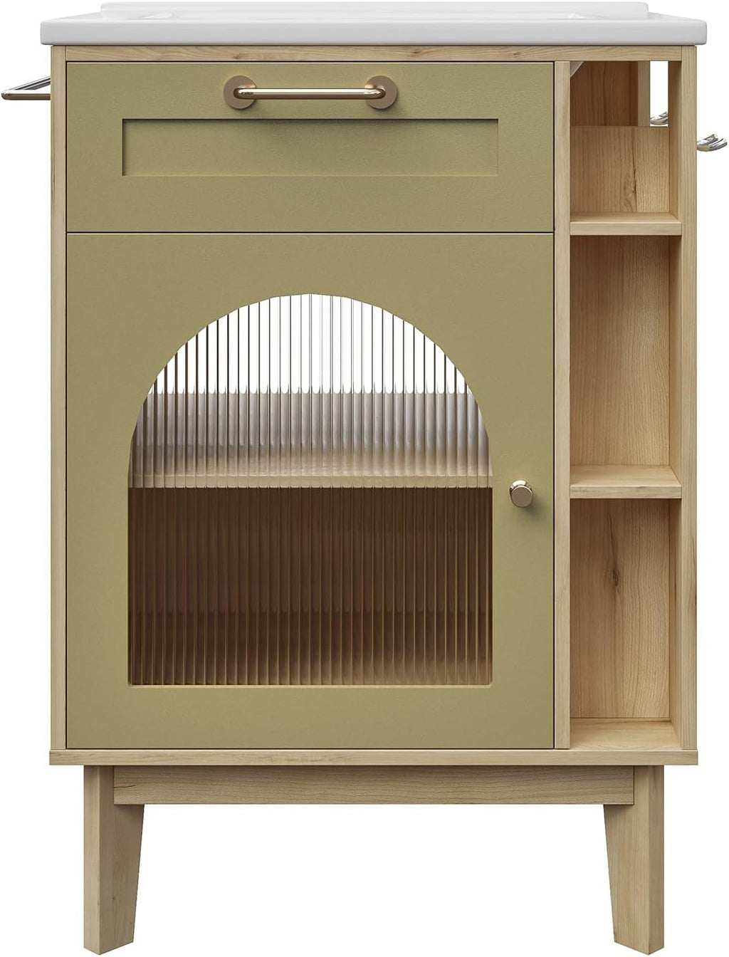 LIKIMIO 24 Inch Bathroom Vanity with Sink, Compact Bathroom Cabinet with Integrated Ceramic Sink