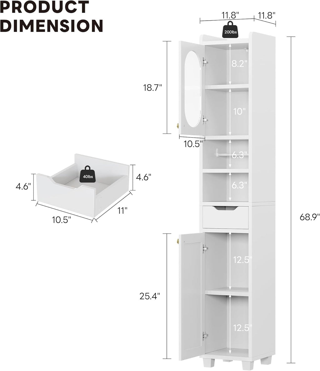 LIKIMIO Slim Freestanding Storage Cabinet（69“）