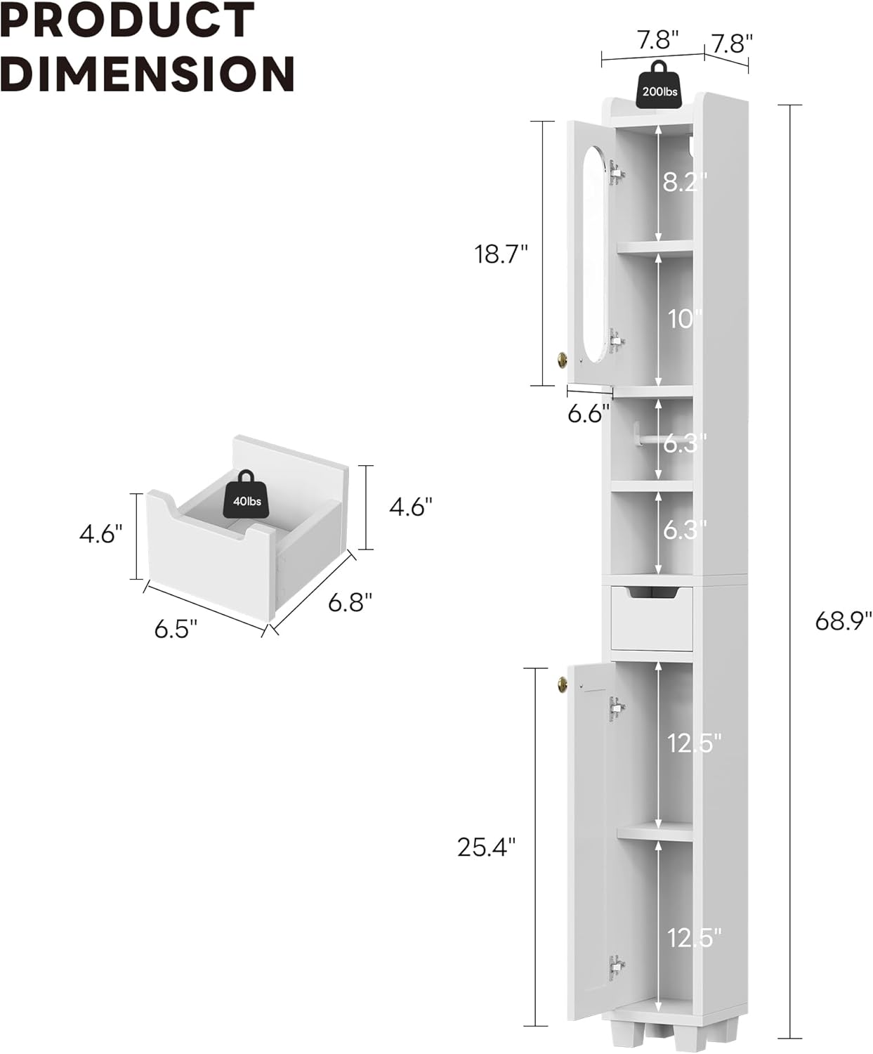 LIKIMIO Slim Standalone Storage Cabinet（69“）