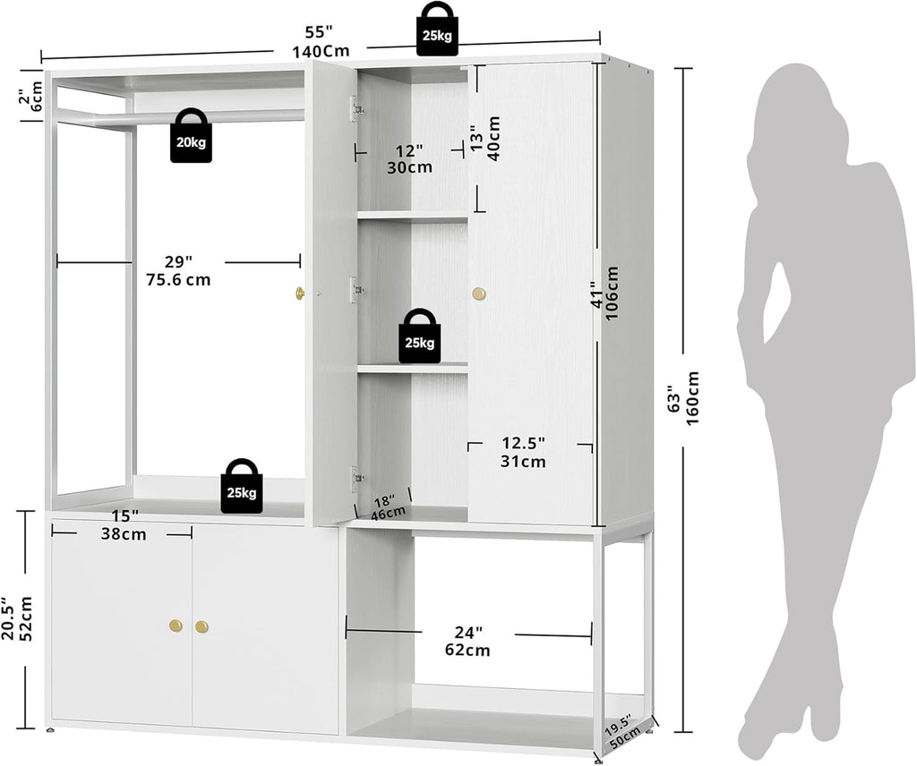LIKIMIO 63”  Hanging Rod Closet