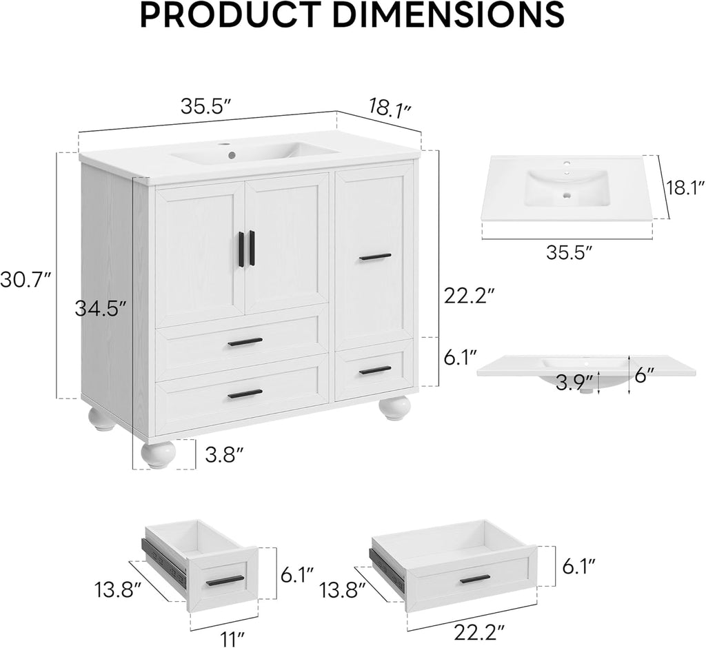 LIKIMIO Modern Wooden Bathroom Vanity (30"/36")