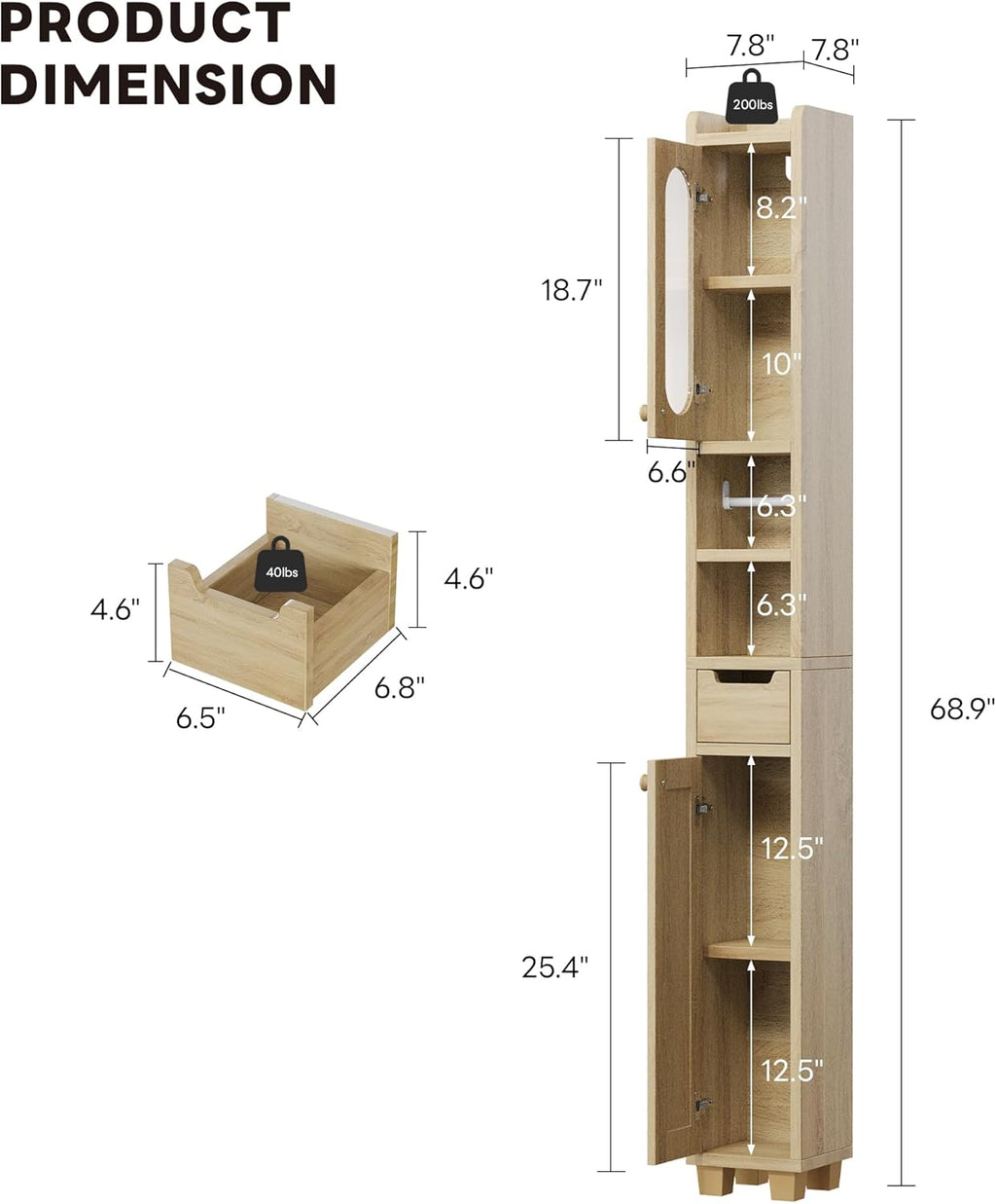 LIKIMIO Ultra-Thin Freestanding Wooden and Rattan Door Storage Cabinet (69“)