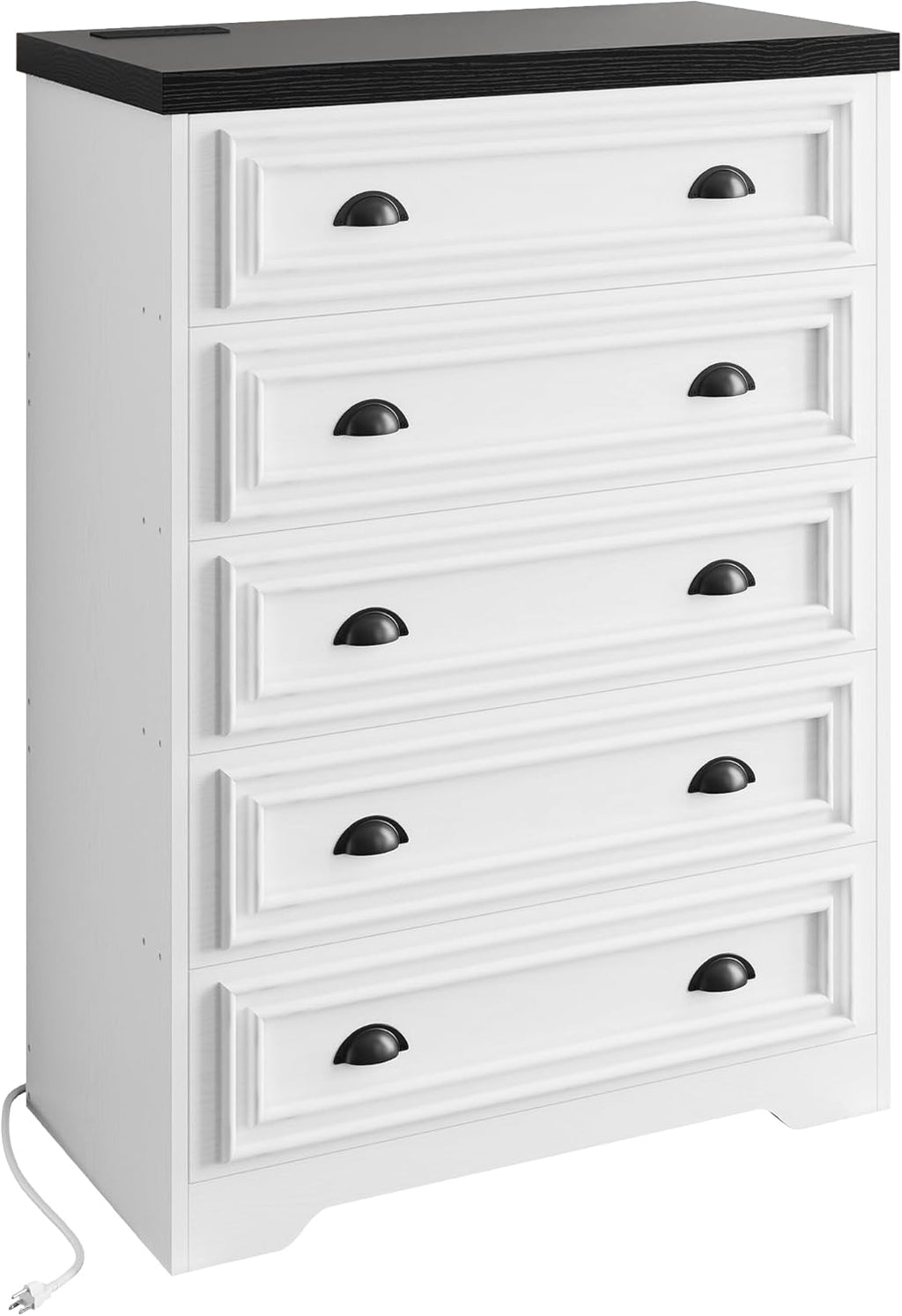 LIKIMIO 5-Drawer 43" Tall Dresser with Built-in Charging Station