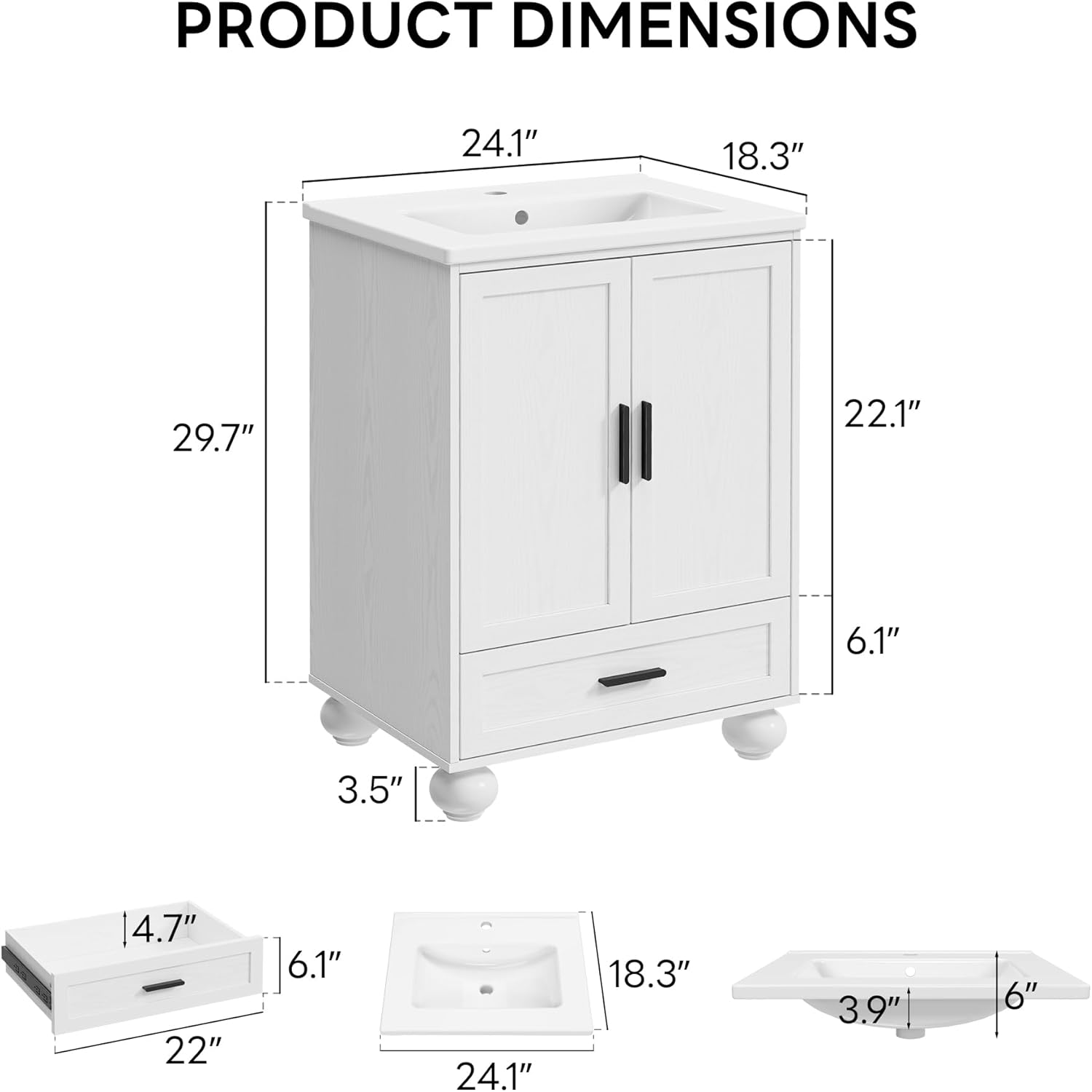 LIKIMIO Single Ceramic Bathroom Vanity（24"）