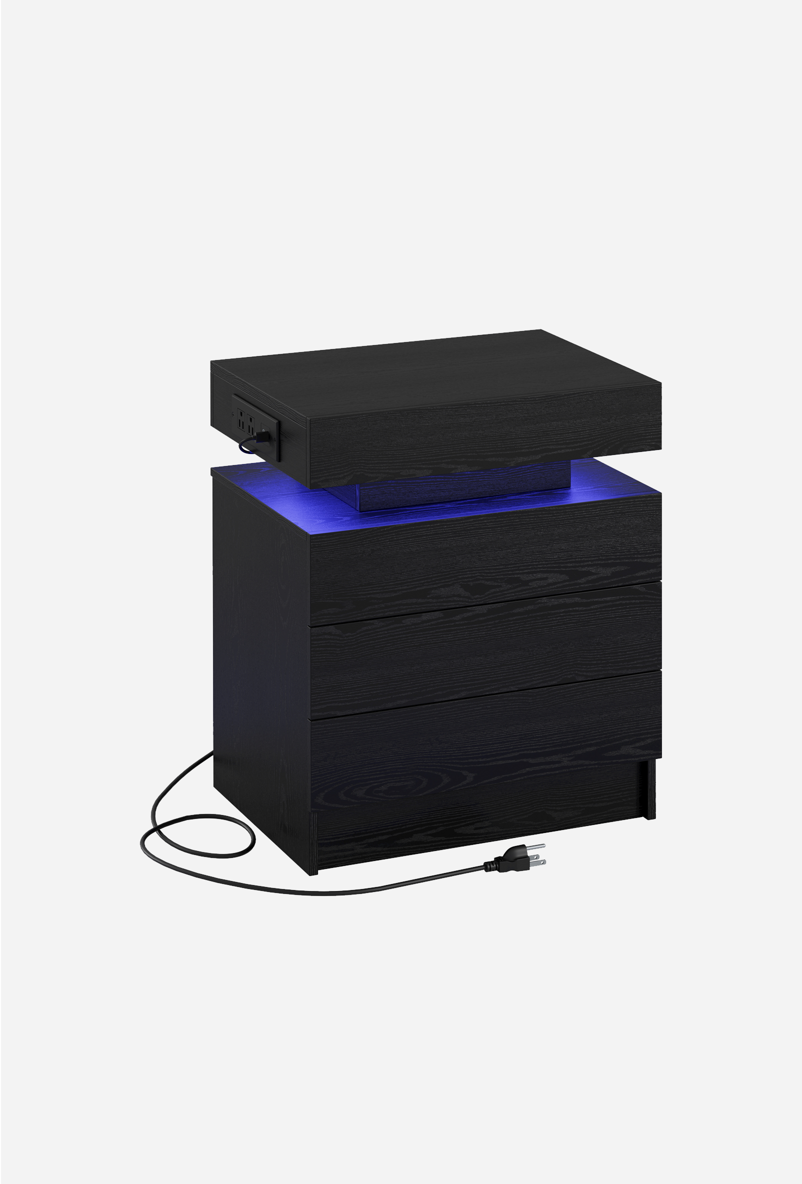 LIKIMIO LED Wood Grain Nightstand