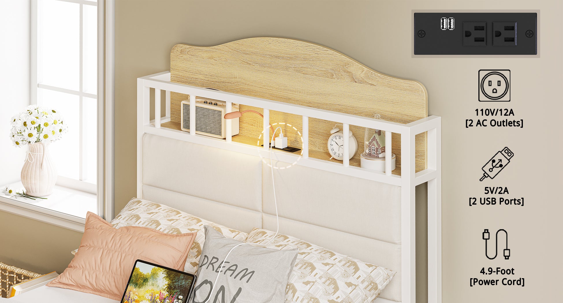 LIKIMIO Guardrail & Bedside Caddy Bed Frame