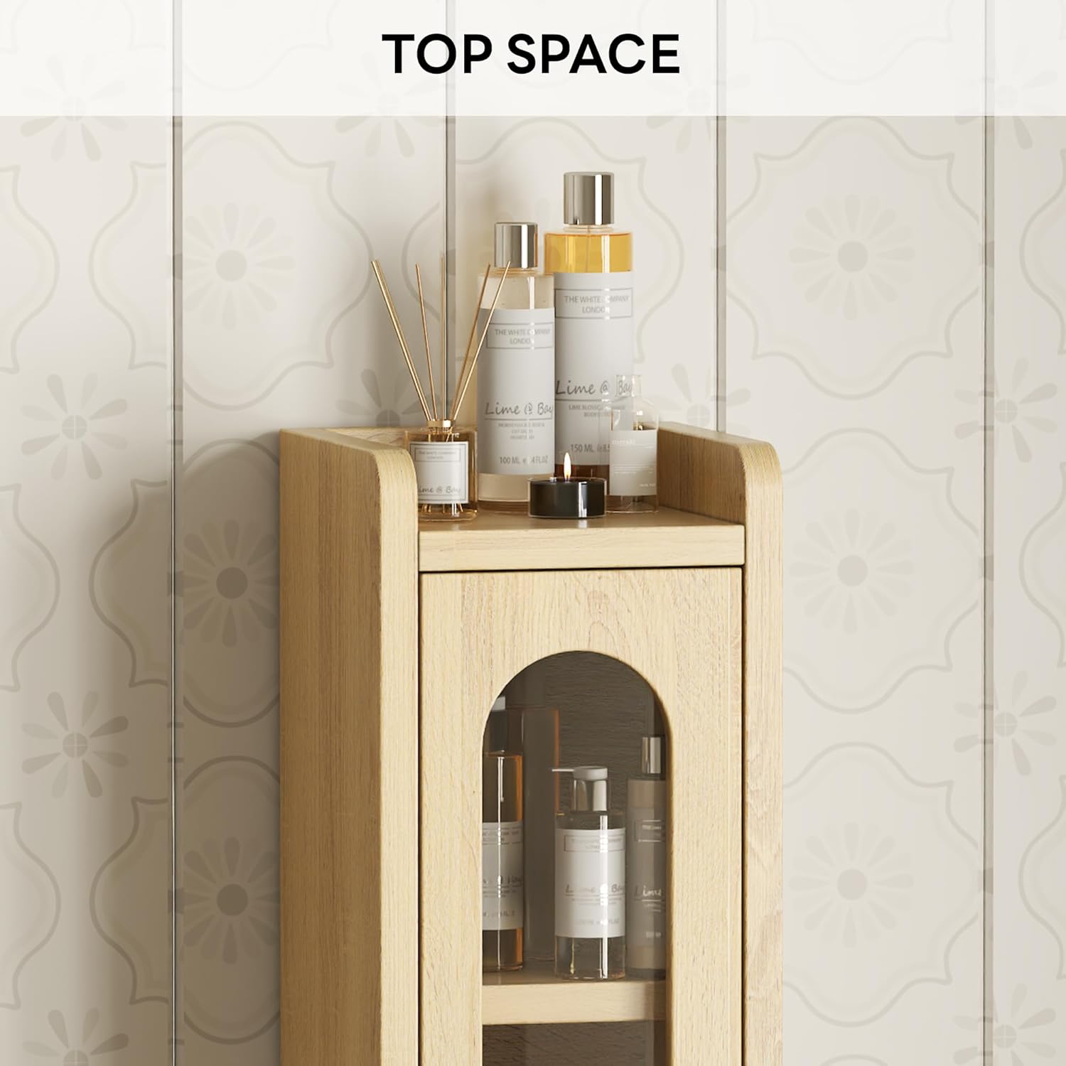 LIKIMIO Ultra-Thin Freestanding Wooden and Rattan Door Storage Cabinet (69“)