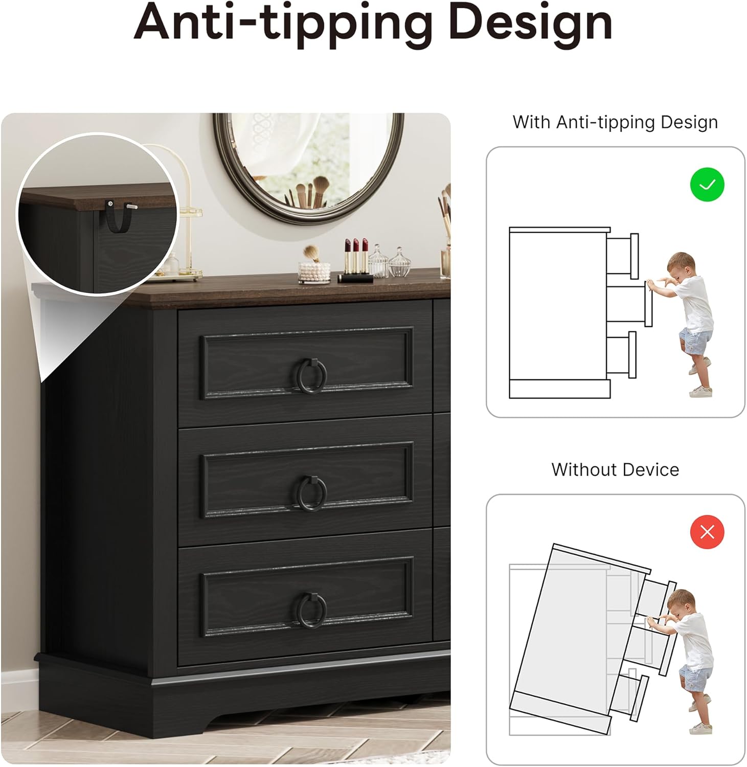 LIKIMIO Round Metal Handle Dresser（47.2”）