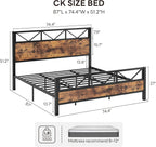 LIKIMIO High Industrial Style Headboard Bed Frame