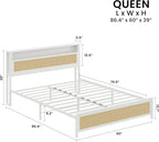 LIKIMIO Modern Rattan Bed Frame