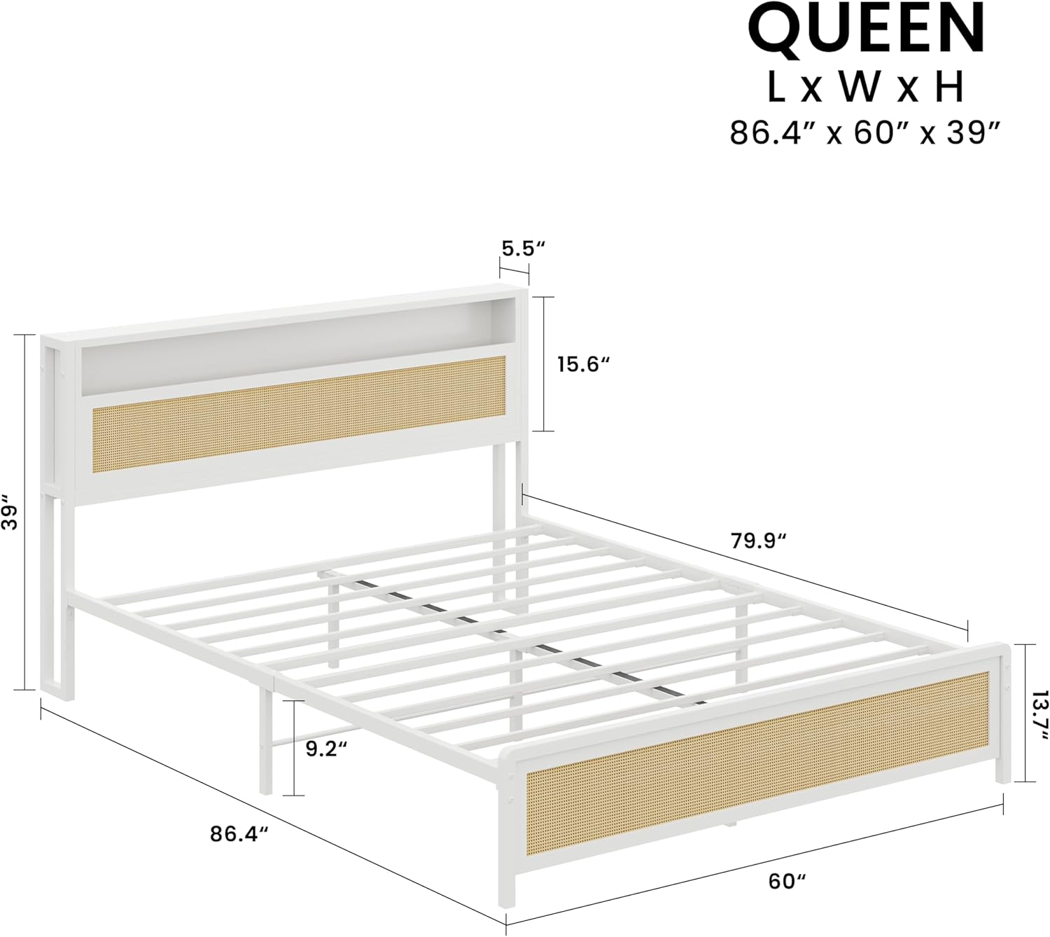 LIKIMIO Modern Rattan Bed Frame