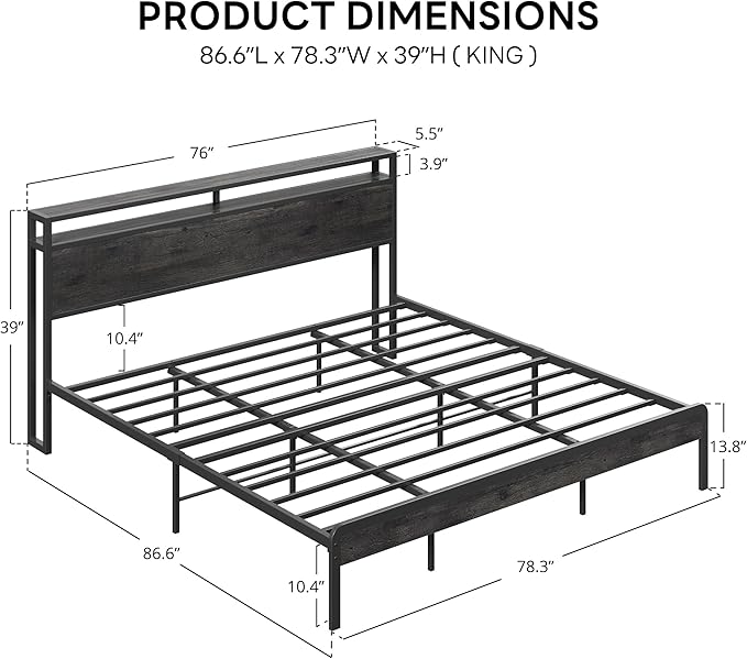 LIKIMIO Wood Grain Bed Frame