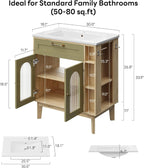 LIKIMIO 30 inch Bathroom Vanity with Sink, Bathroom Vanities Cabinet with Ceramic Sink