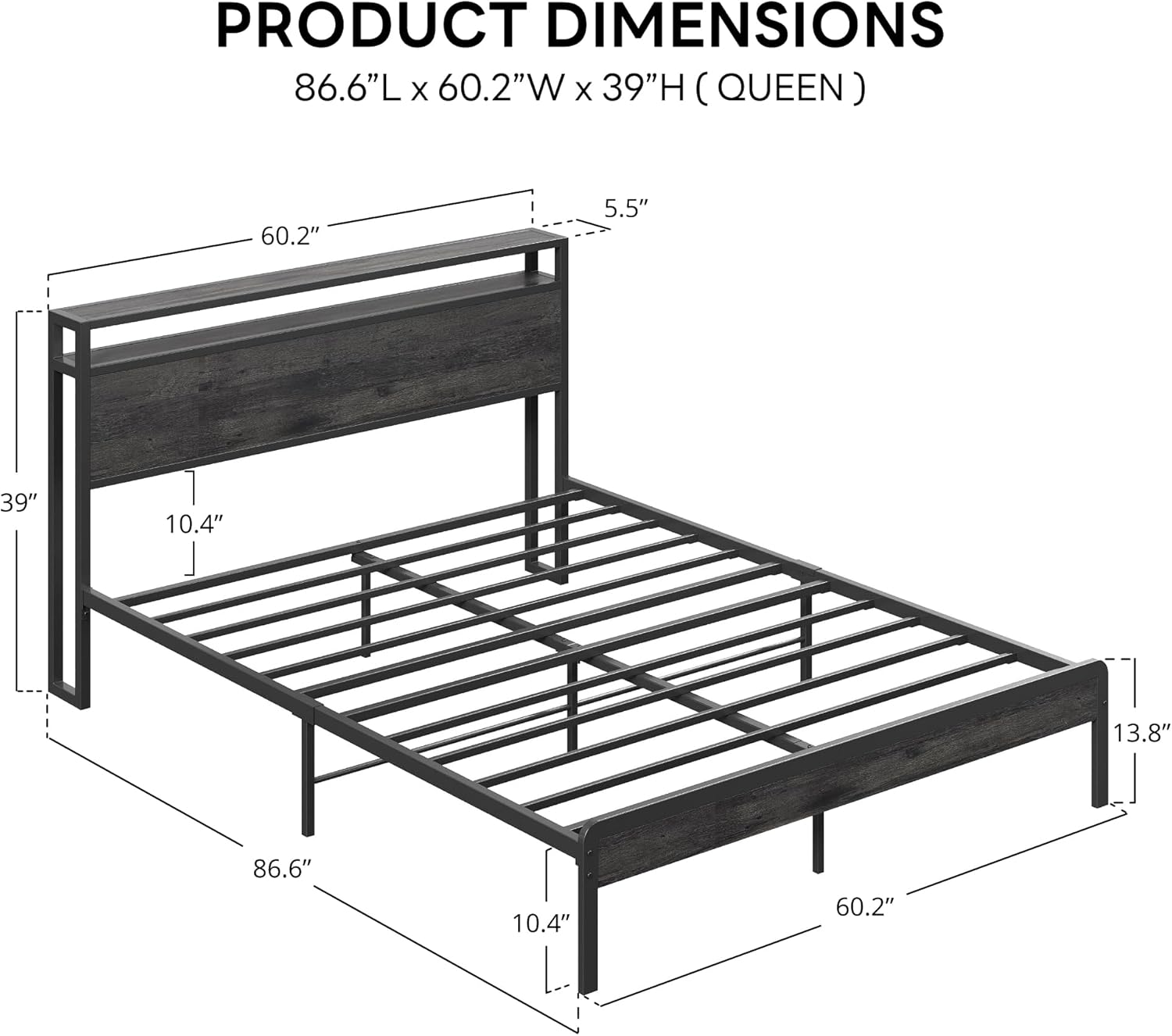 LIKIMIO Wood Grain Bed Frame