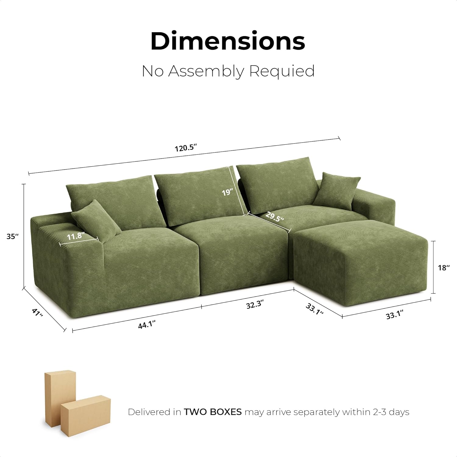 LIKIMIO 120" L-Shaped Sofa