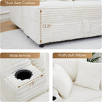 LIKIMIO 54'' Firm Solid Wood Frame Chaise  with USB & Cup Holder, White