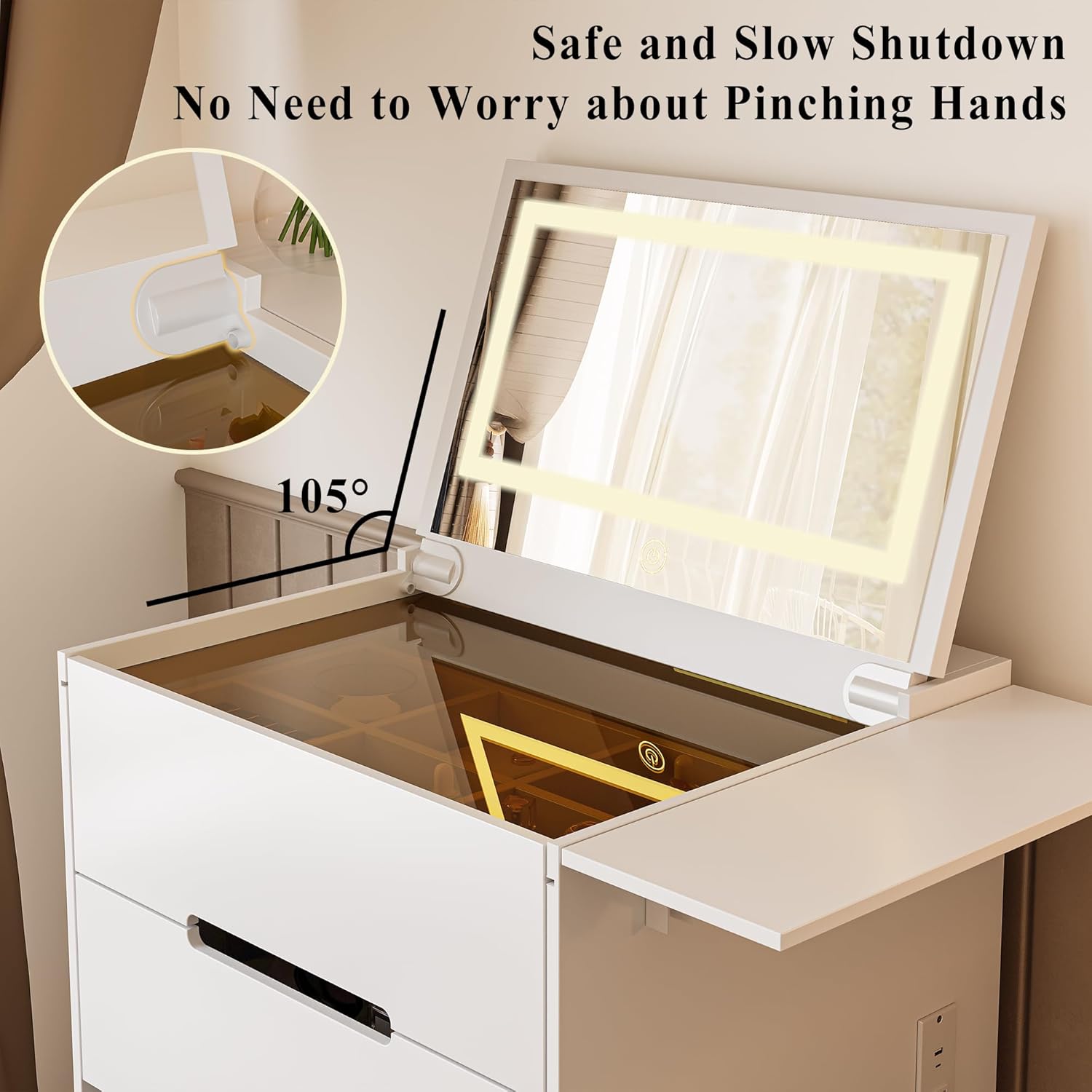 LIKIMIO 3-in-1 Make Up Vanity & End Table （31.9"）