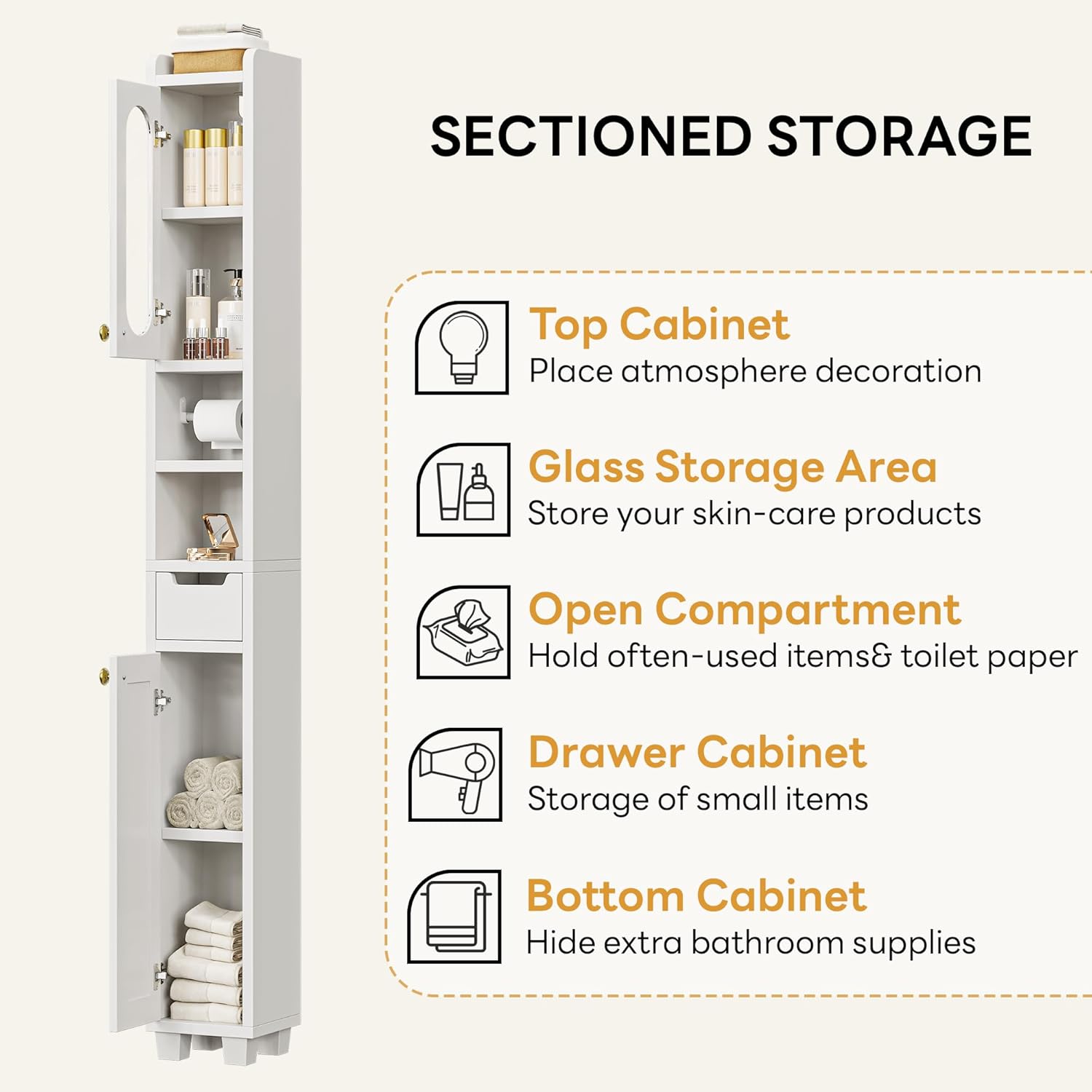 LIKIMIO Slim Standalone Storage Cabinet（69“）