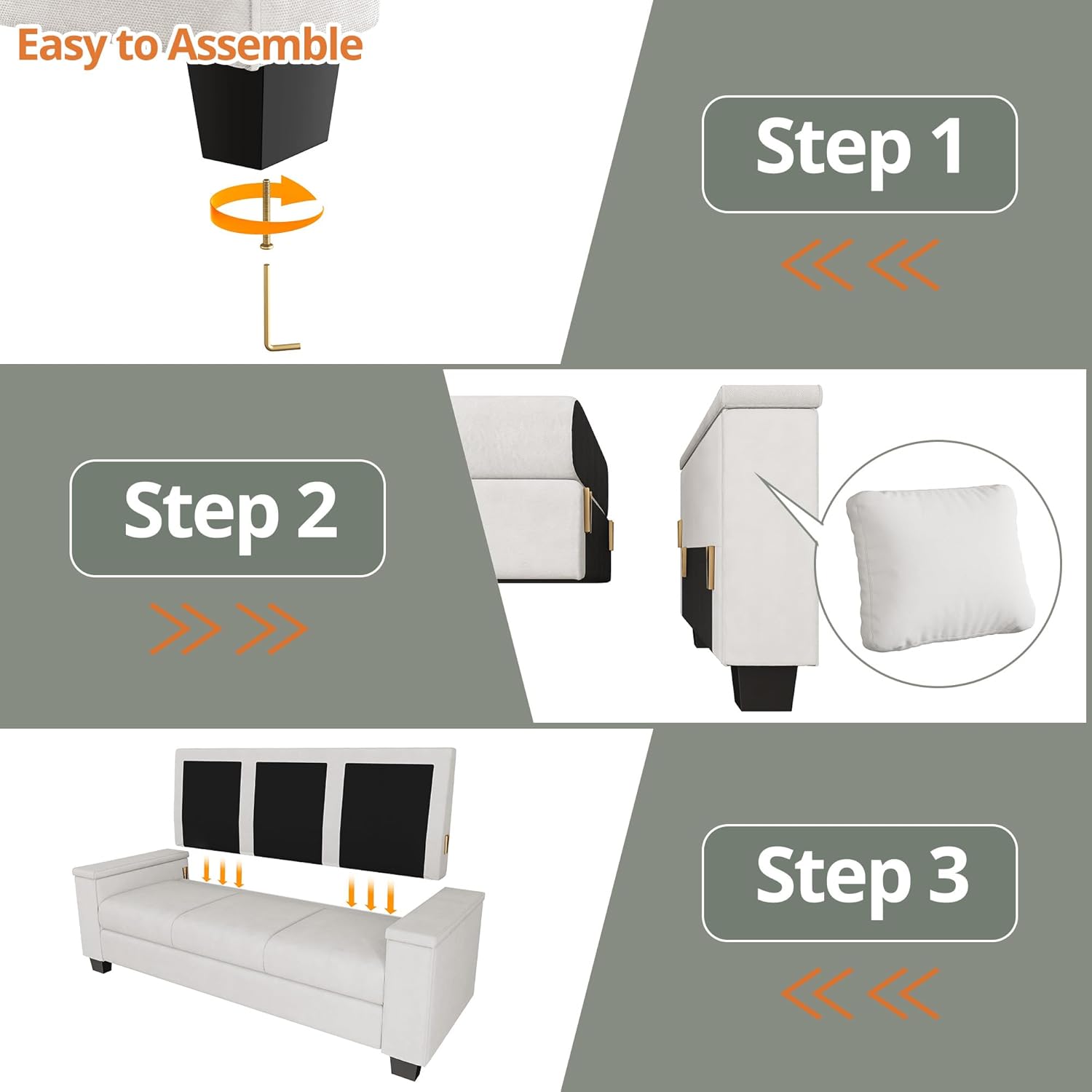 LIKIMIO Storage Wide Armrest Sofa