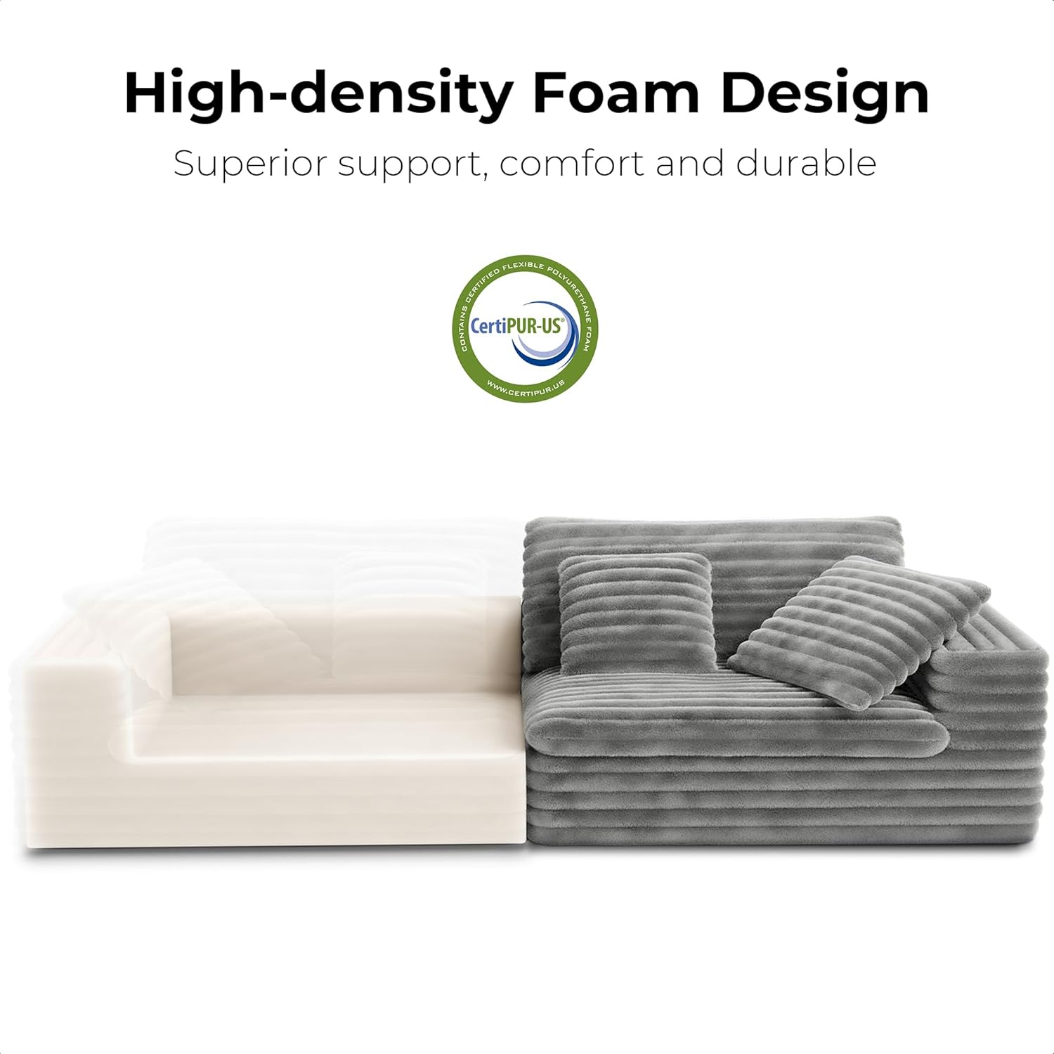 LIKIMIO 112" Plush Corduroy Loveseat