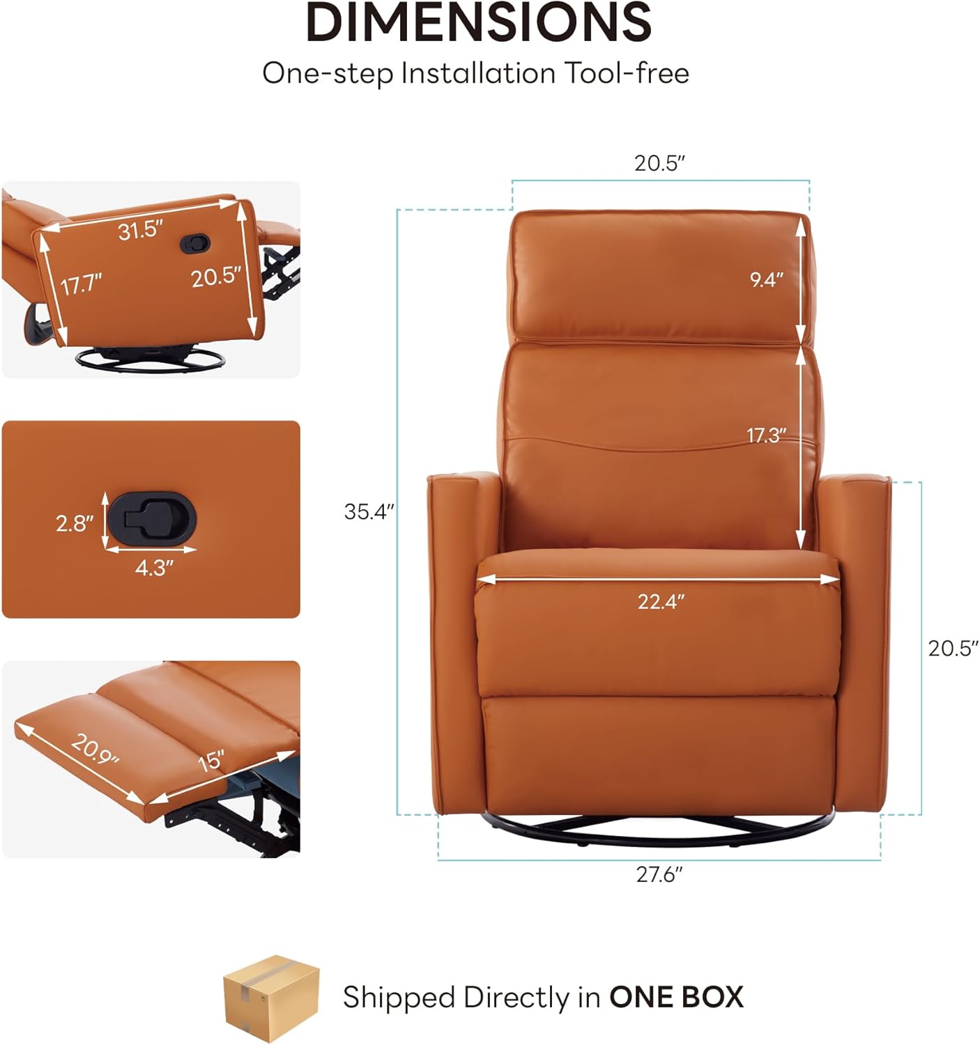 LIKIMIO 360° Rotating Rocking Chair