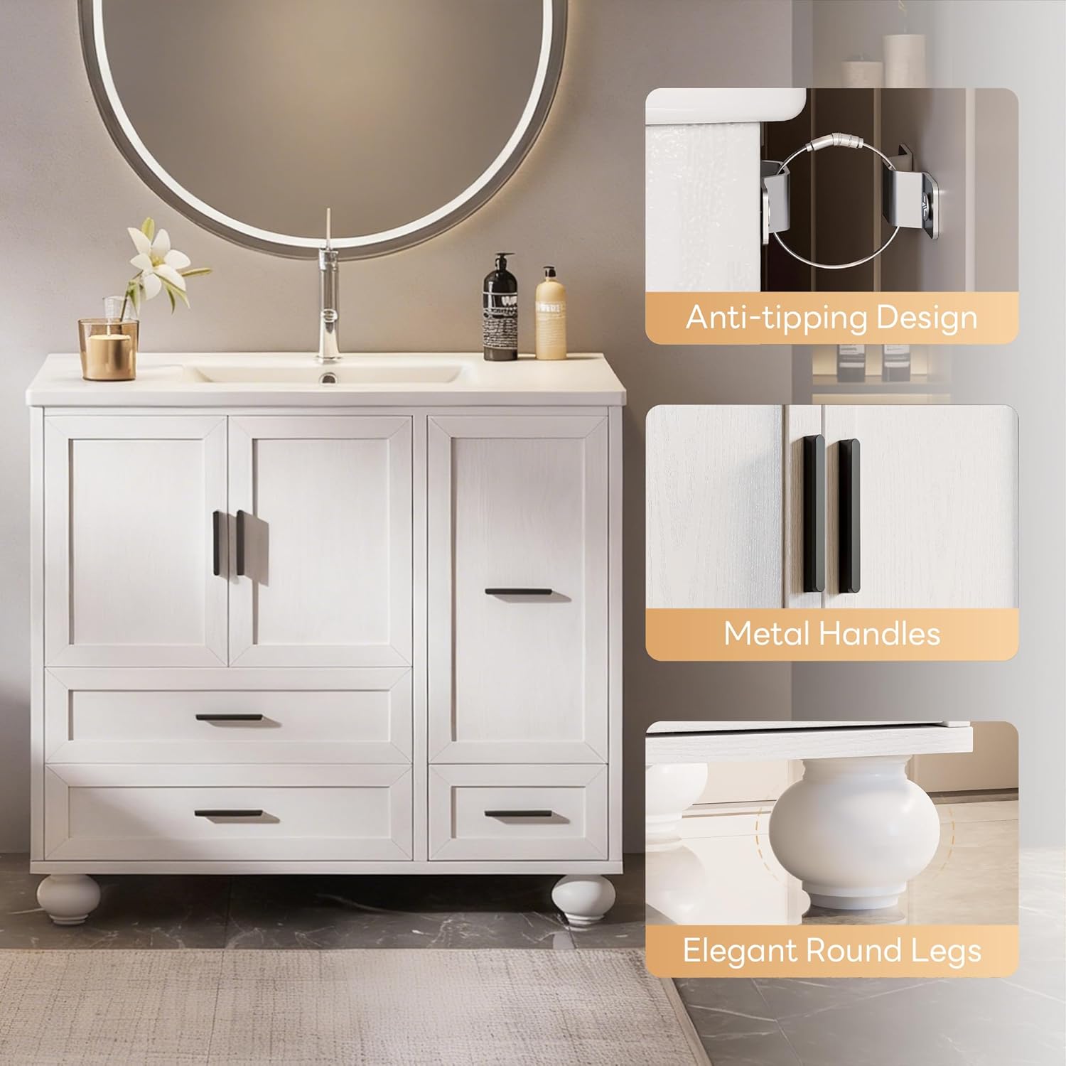 LIKIMIO Modern Wooden Bathroom Vanity (30"/36")