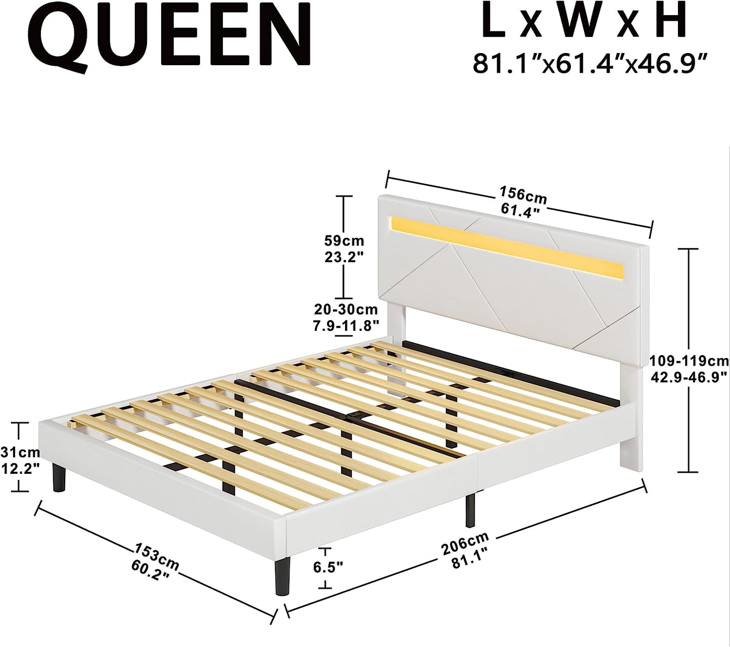 LED Modern Queen Bed Frame