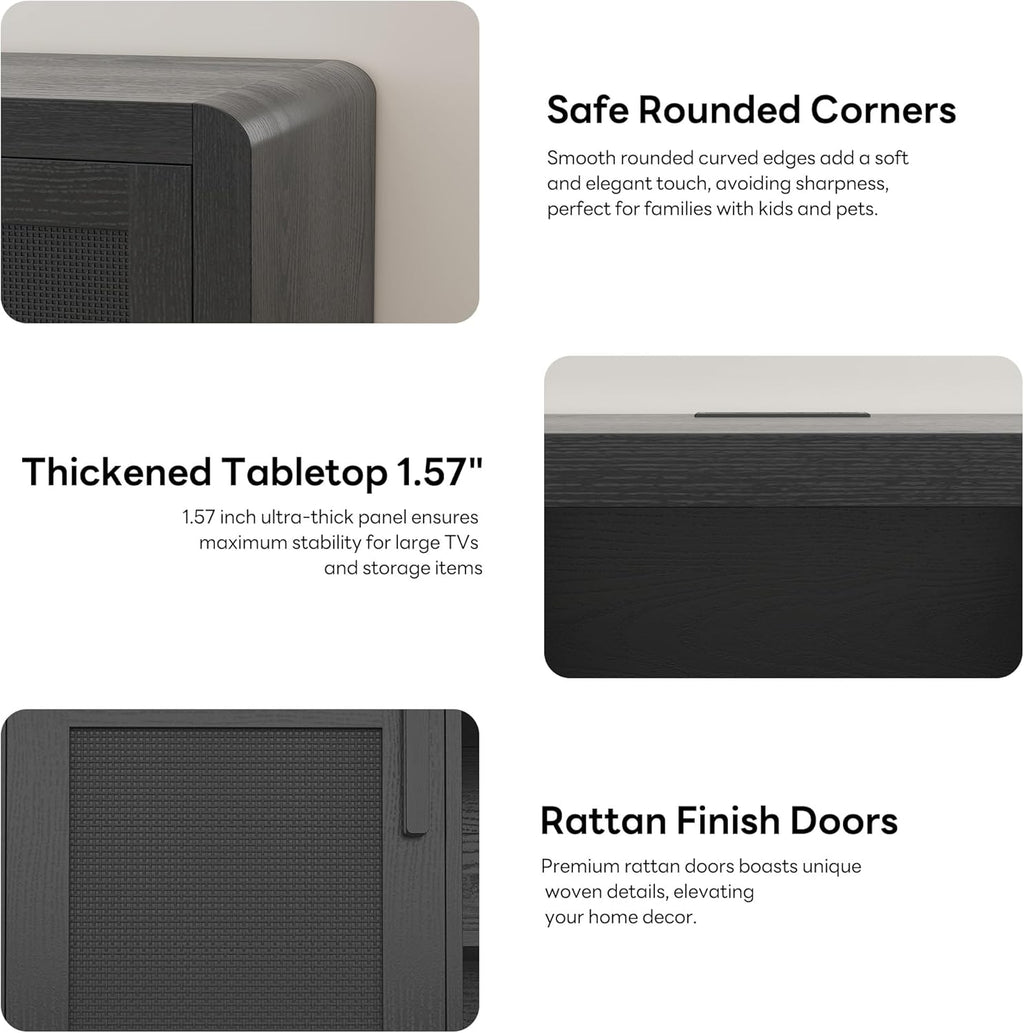 LIKIMIO TV Stand with Power Outlet for TVs up to 65", Black