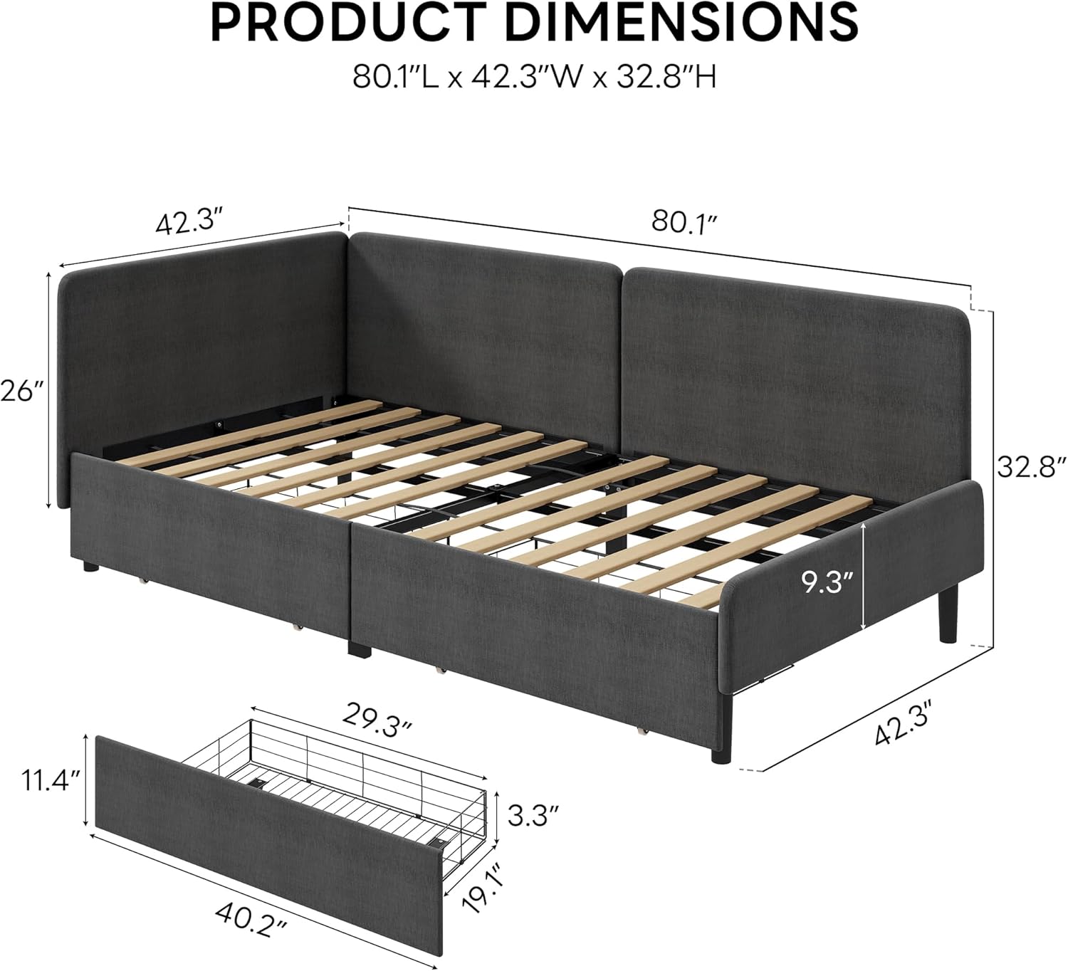 LIKIMIO Adjustable Bed Rails Corner Bed 