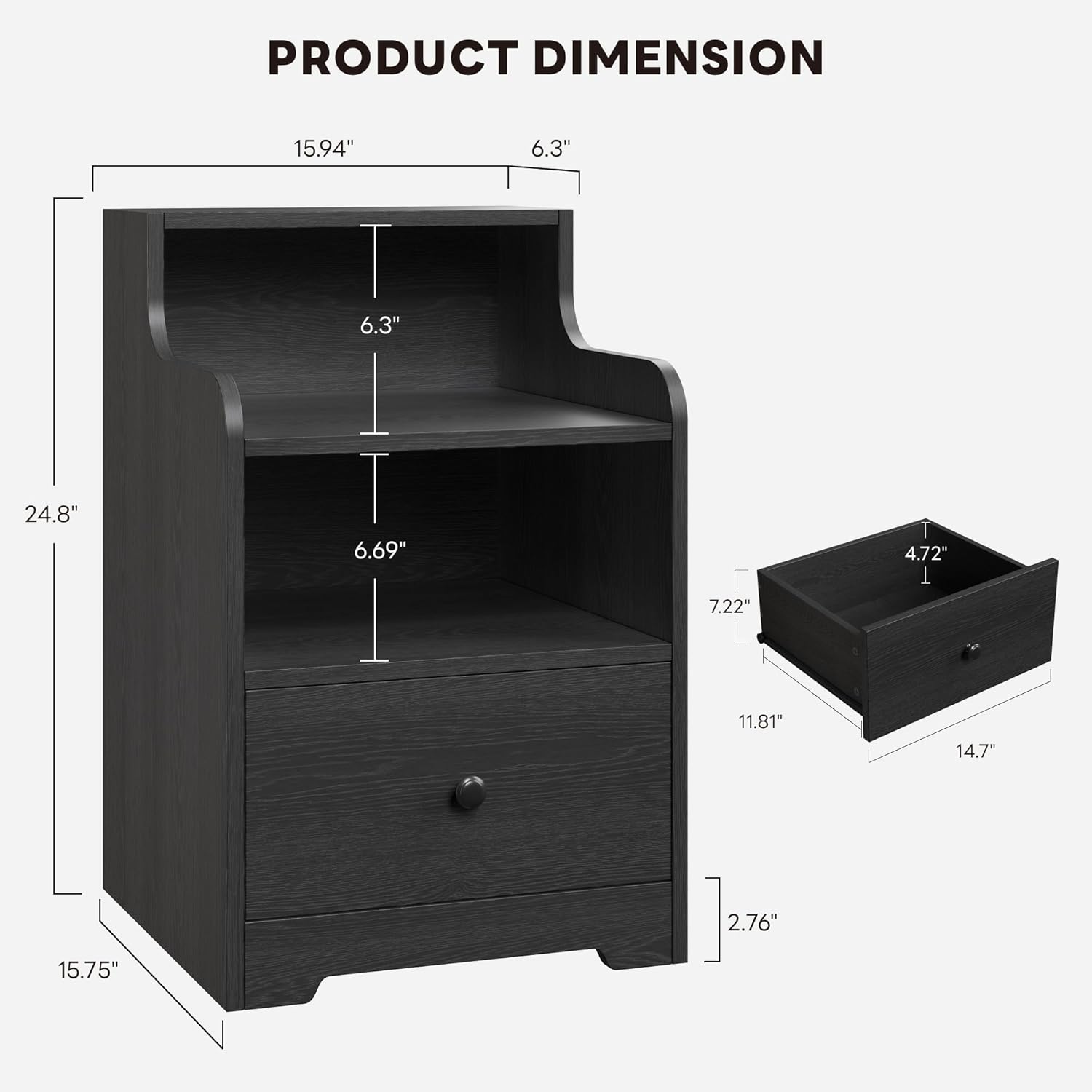 LIKIMIO Versatile Wood Grain Nightstand