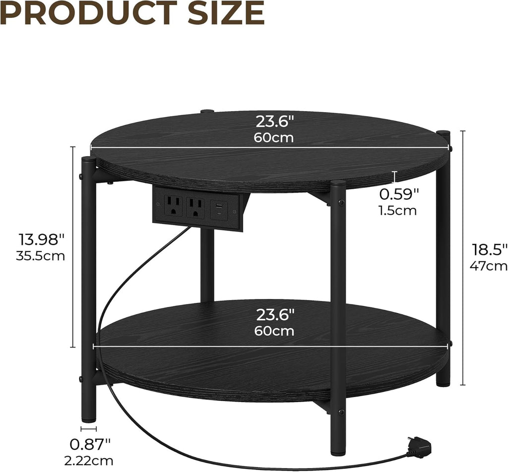 LIKIMIO 2-Tier Round End Table
