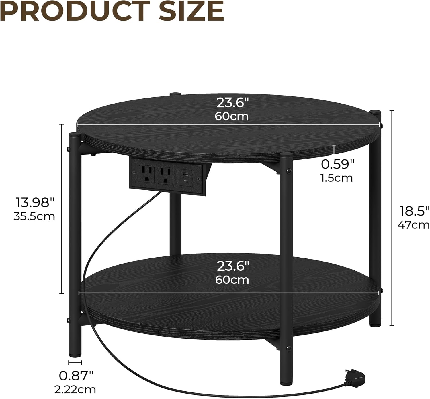 LIKIMIO 2-Tier Round End Table （23.6”）